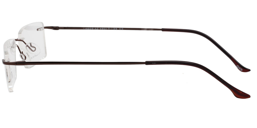 Inspira 14609-AZ Frame Brown Unisex RimLess Metal Frame — Brown frame — view 4