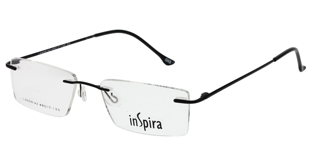 Inspira 14609-AZ Frame Black Unisex RimLess Metal Frame — Black frame — view 2