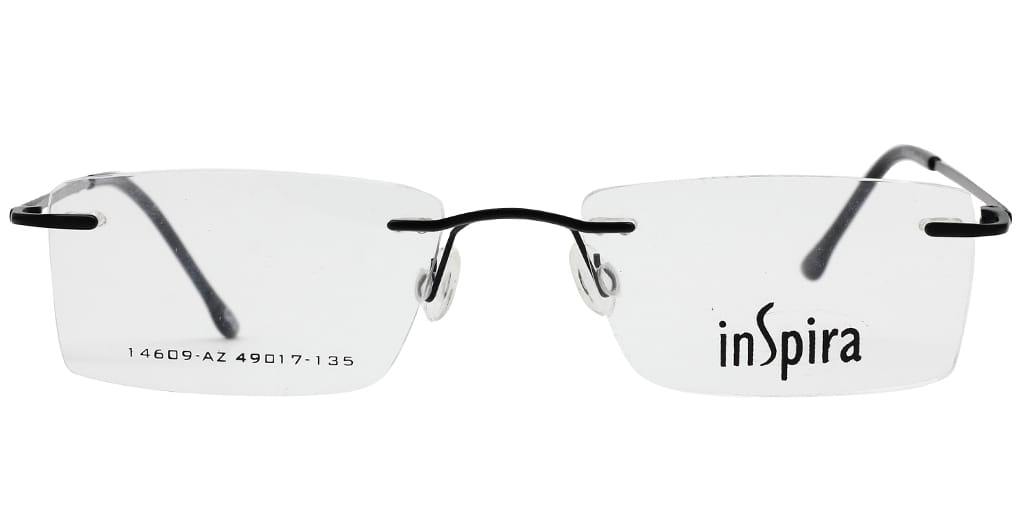 Inspira 14609-AZ Frame Black Unisex RimLess Metal — Black frame