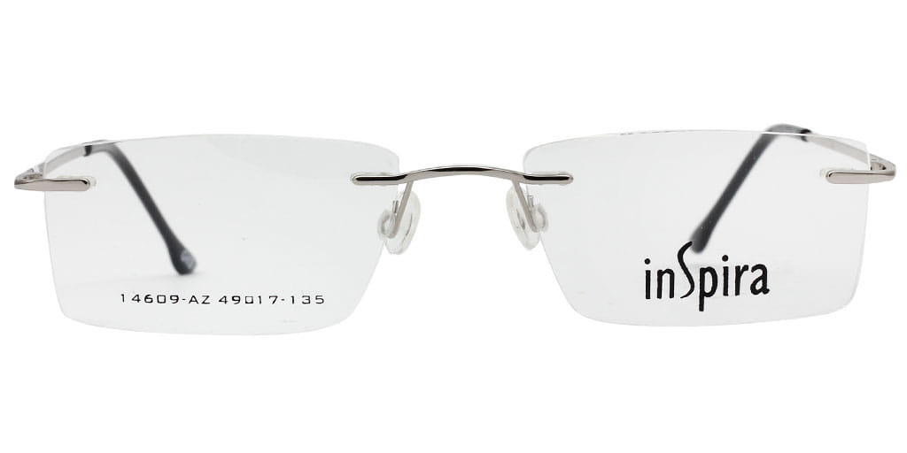 Inspira 14609-AZ Frame Silver Unisex RimLess Metal — Silver frame