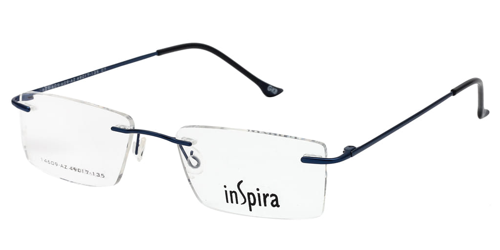 Inspira 14609-AZ Frame Blue Unisex RimLess Metal Frame — Blue frame — view 2