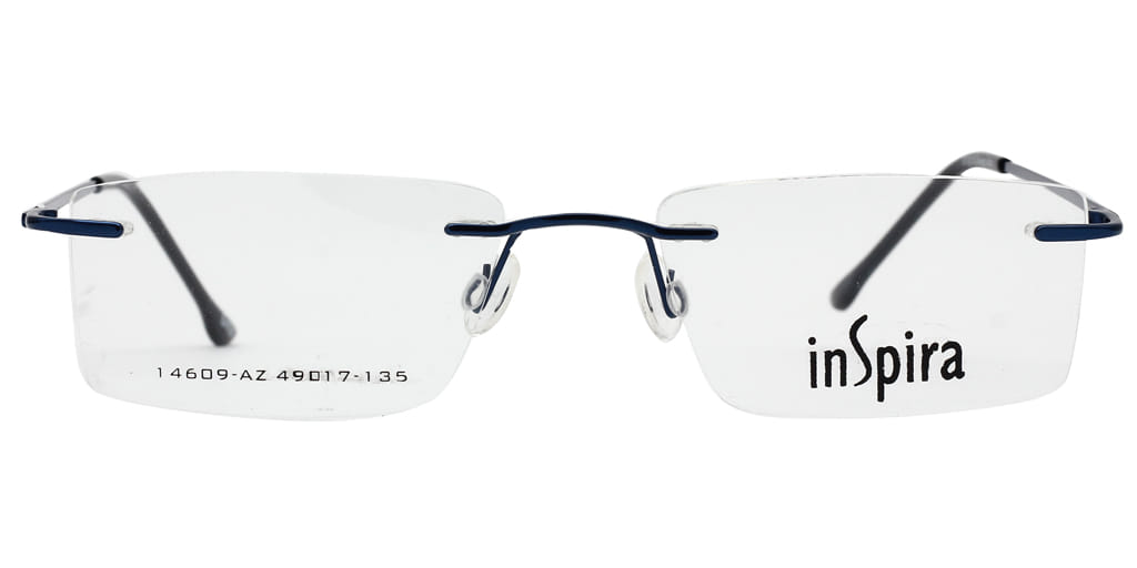 Inspira 14609-AZ Frame Blue Unisex RimLess Metal Frame — Blue frame — view 3