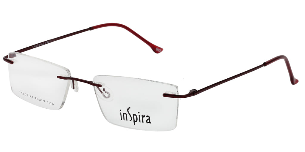 Inspira 14609-AZ Frame Maroon Unisex RimLess Metal Frame — Maroon frame — view 2