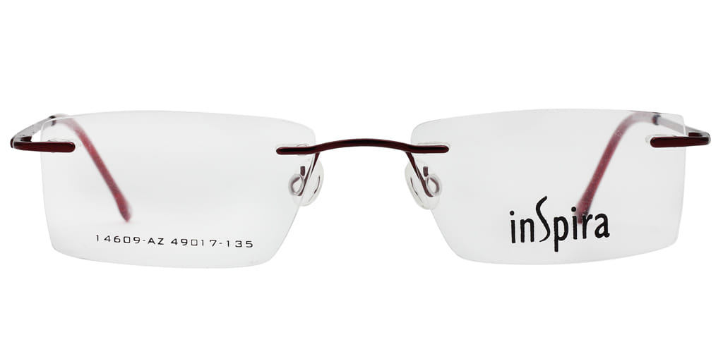 Inspira 14609-AZ Frame Maroon Unisex RimLess Metal — Maroon frame