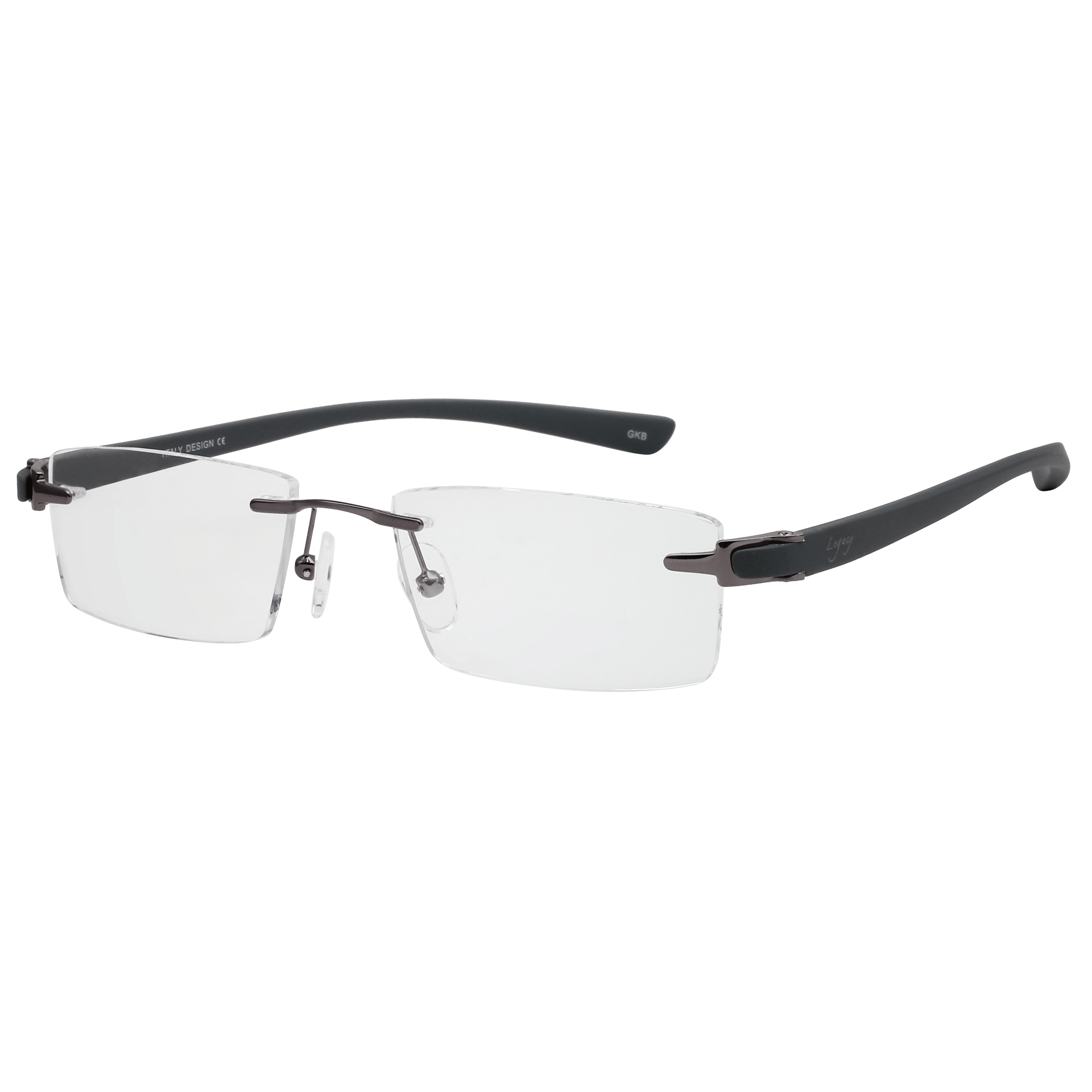 Inspira 6715N Frame Gun Metal Unisex RimLess Rubber — Gun Metal frame