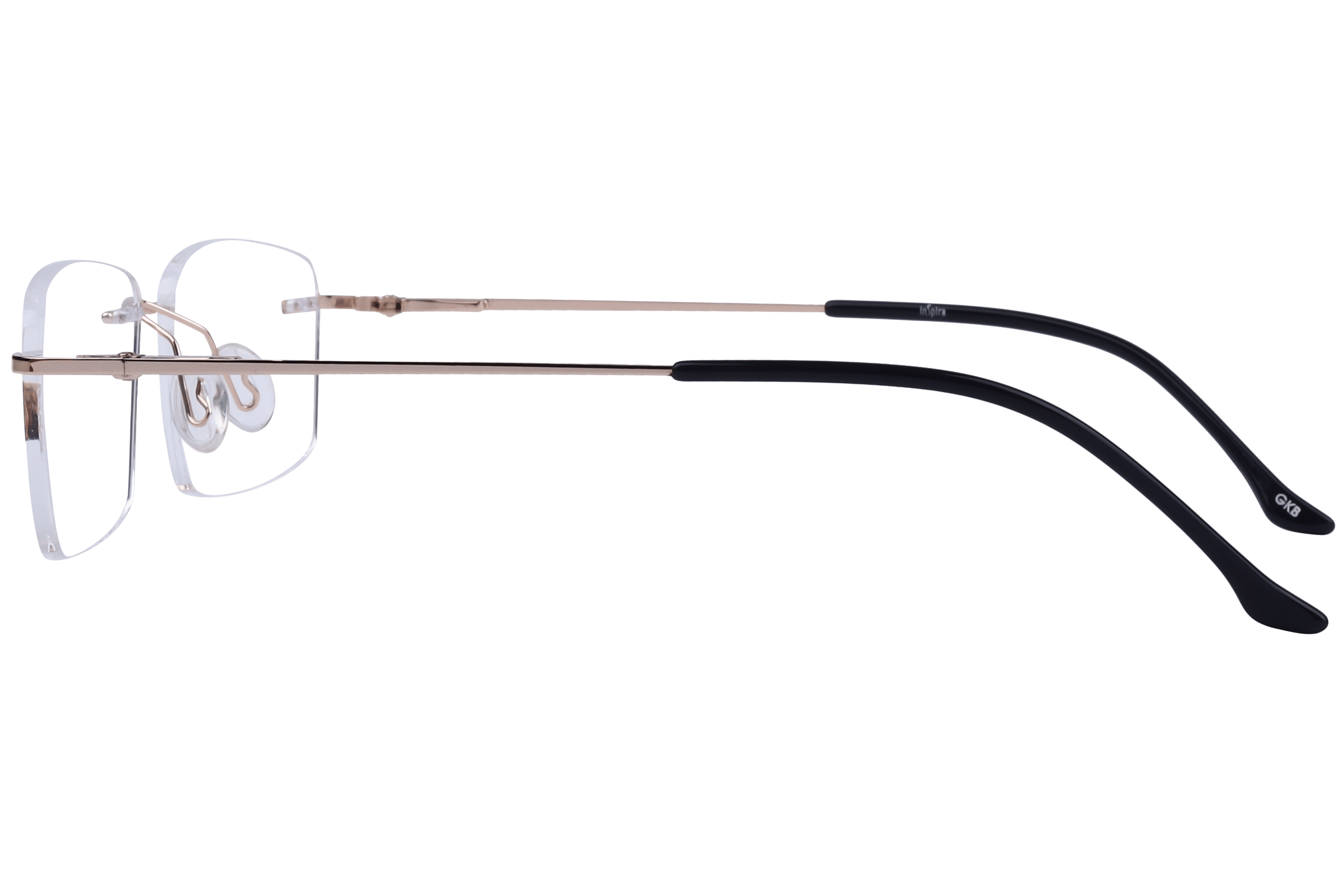 Inspira NS-6001 Frame Gold Unisex RimLess Metal Frame — Gold frame — view 3