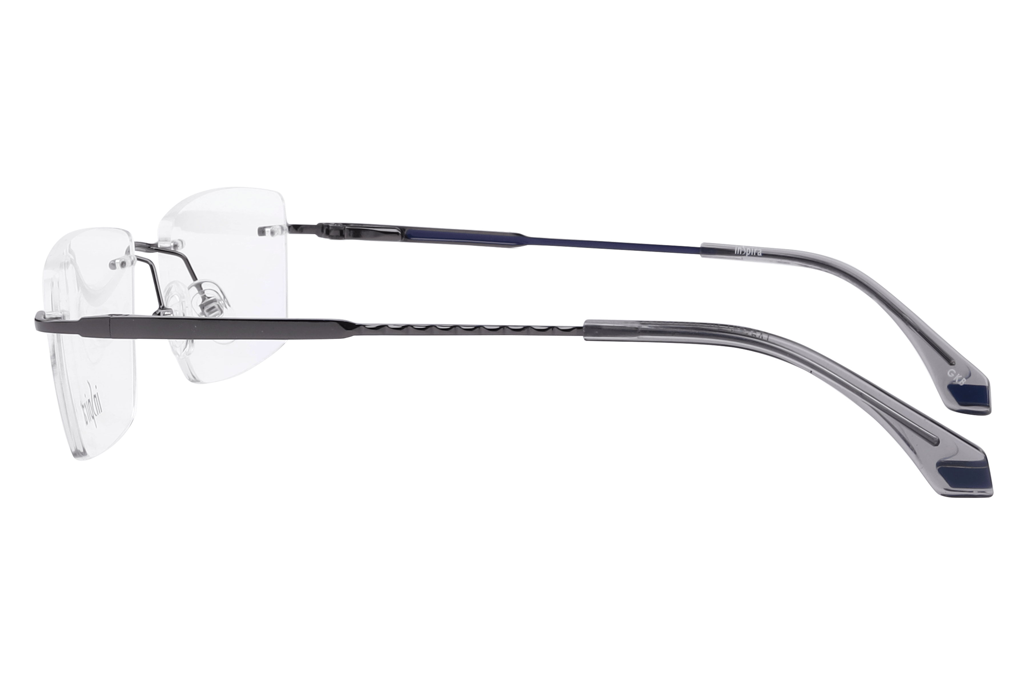 Inspira TV92801 Frame Gun Metal Male RimLess Metal Frame — Gun Metal frame — view 3