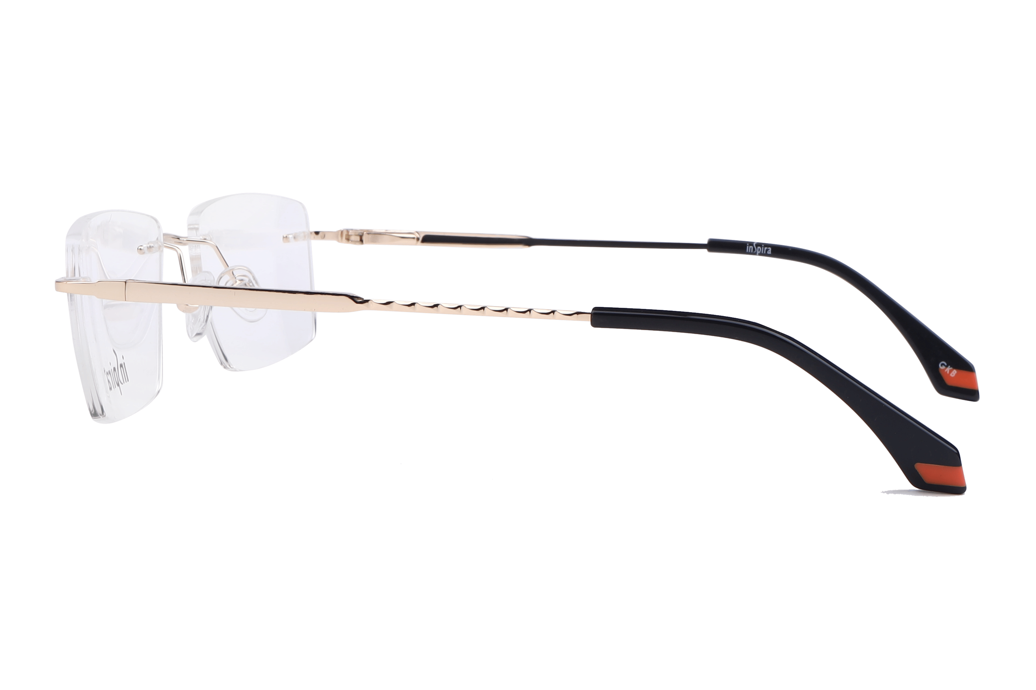 Inspira TV92801 Frame Gold Male RimLess Metal Frame — Gold frame — view 3