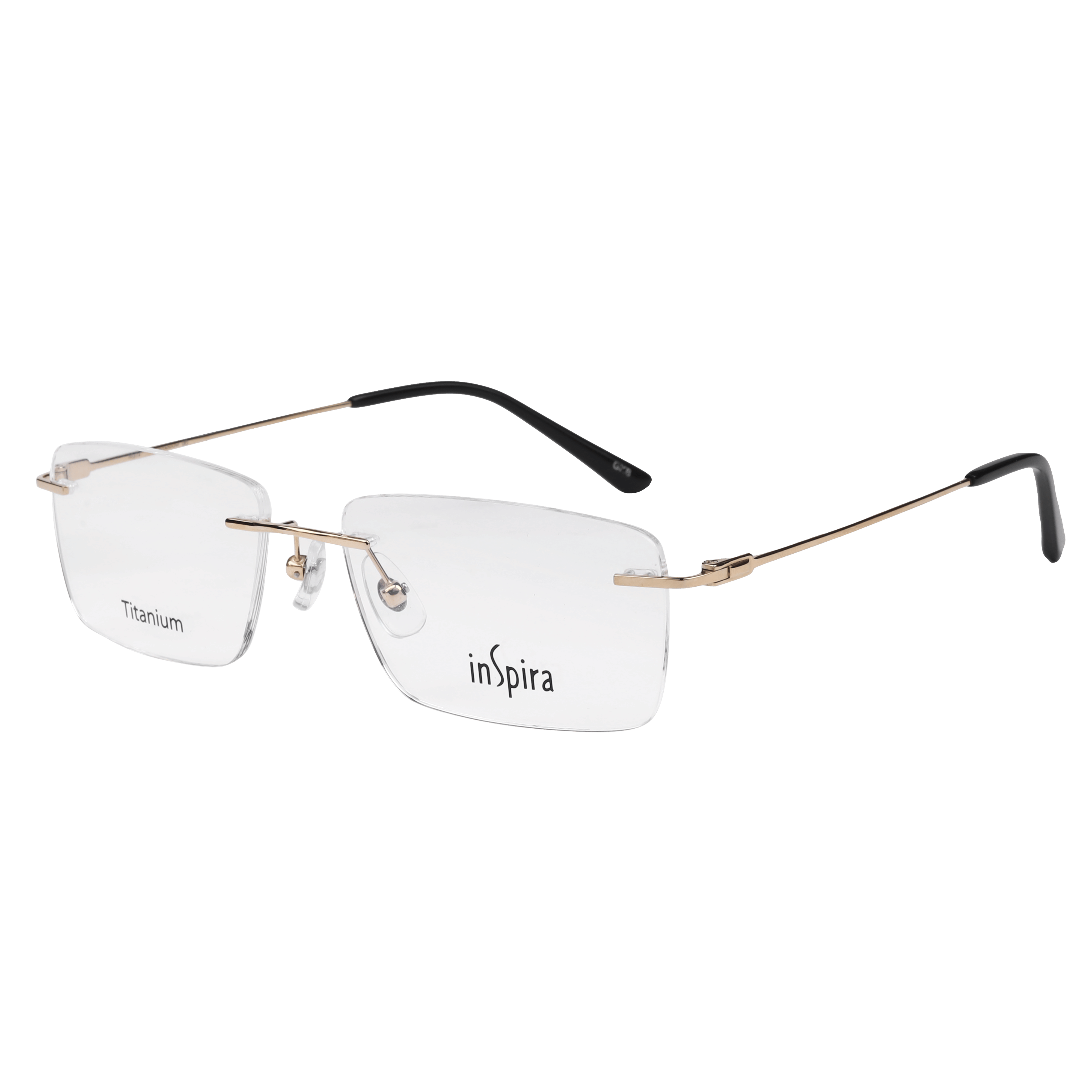 Inspira T5019 Frame Gold Male RimLess Titanium — Gold frame