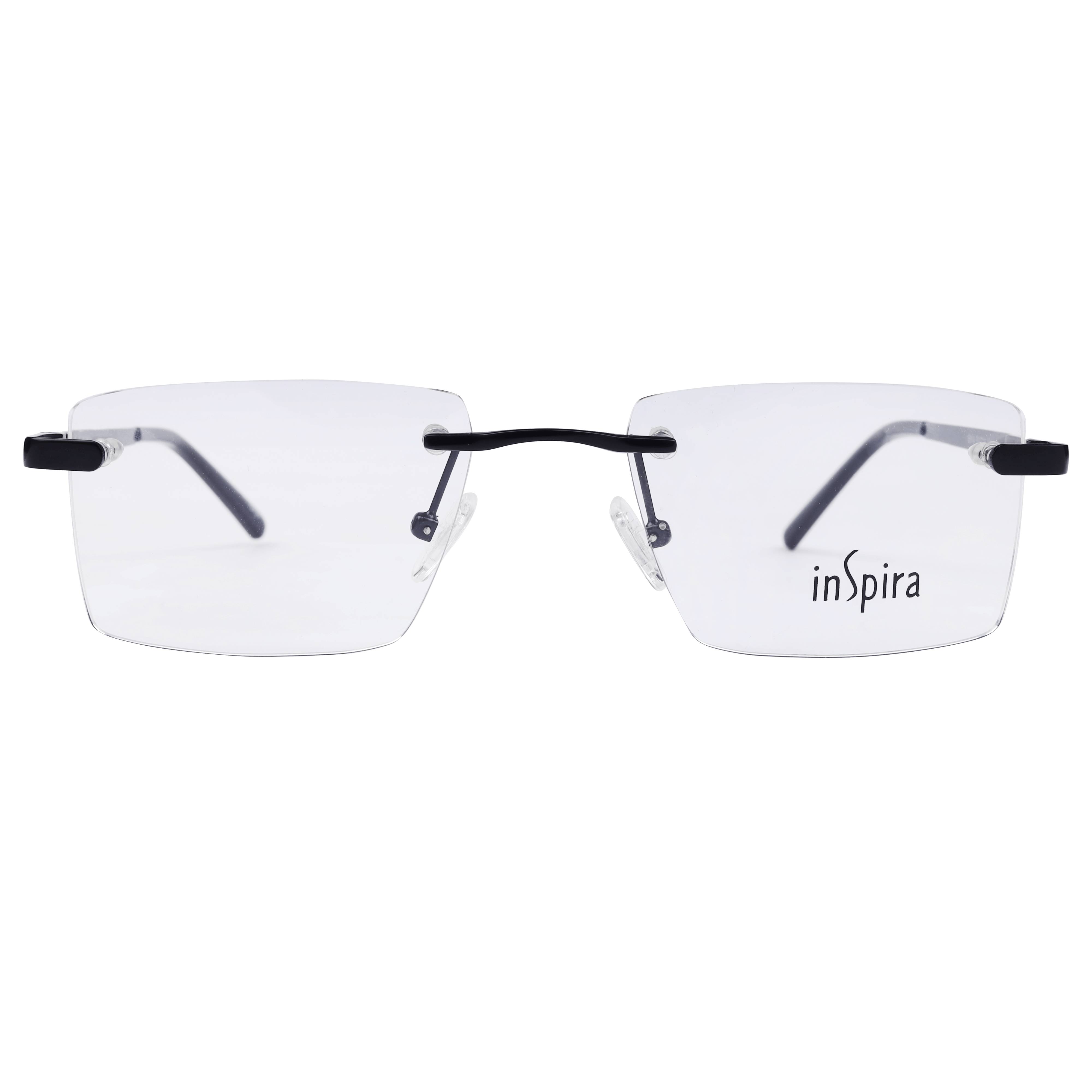 Inspira 6814 Frame Matt Black Unisex RimLess Metal Frame — Matt Black frame — view 2