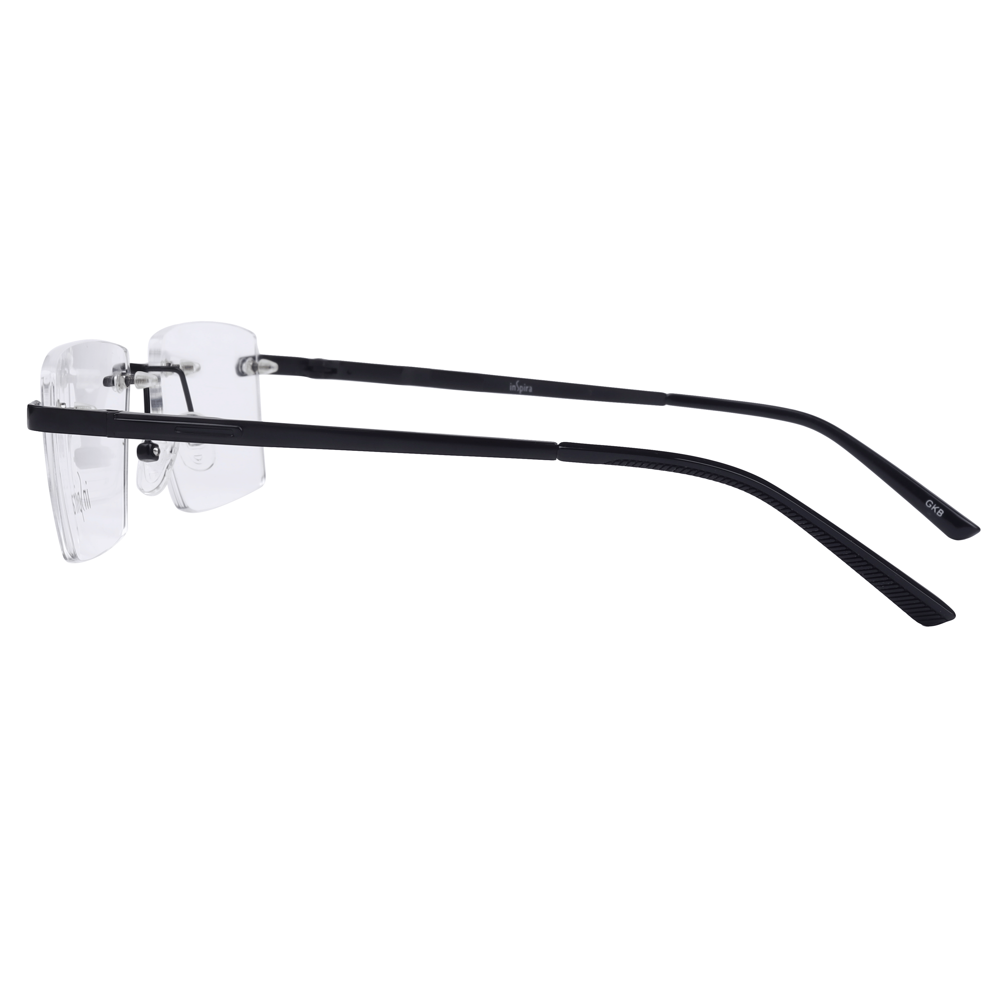 Inspira 6814 Frame Matt Black Unisex RimLess Metal Frame — Matt Black frame — view 3