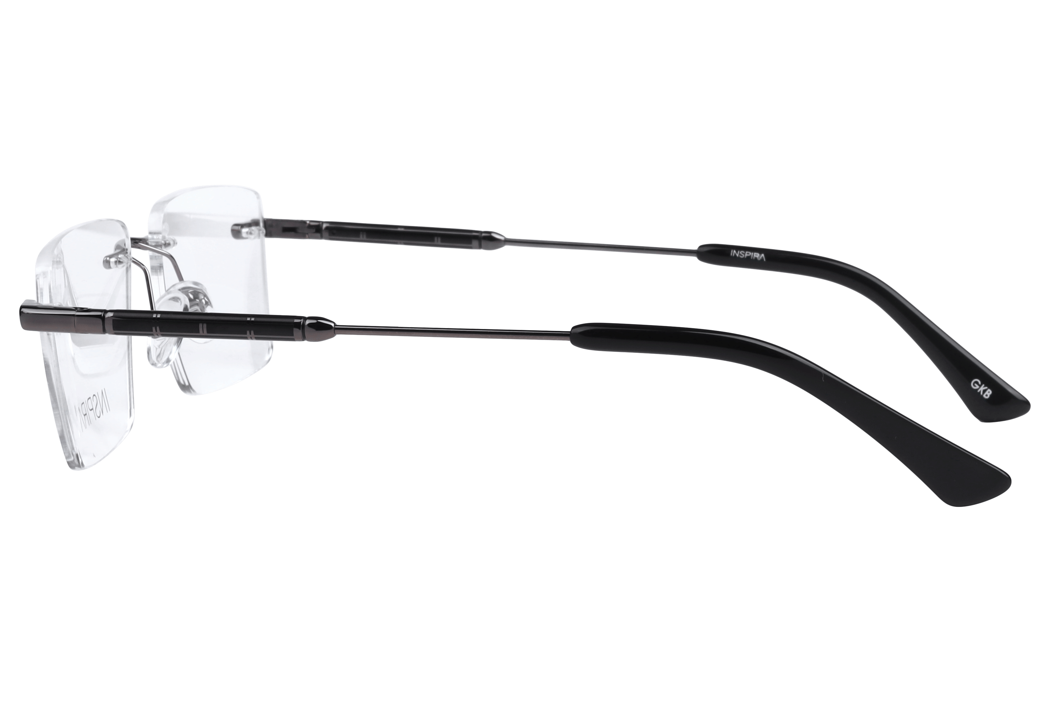 Inspira OLD25627M Frame Gun Metal Unisex RimLess Metal Frame — Gun Metal frame — view 3
