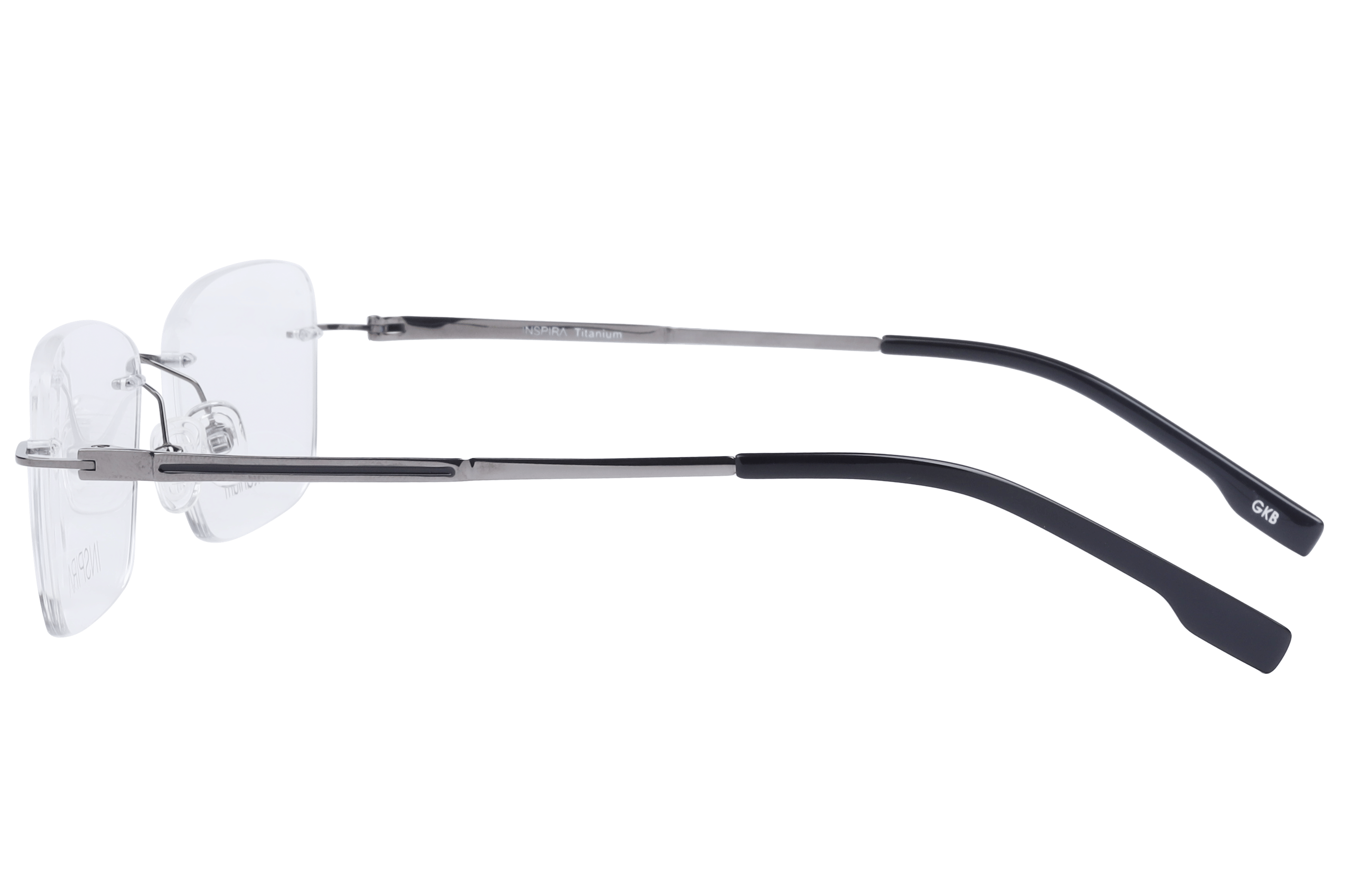 Inspira TC-007 Frame Gun Metal Male RimLess Titanium Frame — Gun Metal frame — view 3