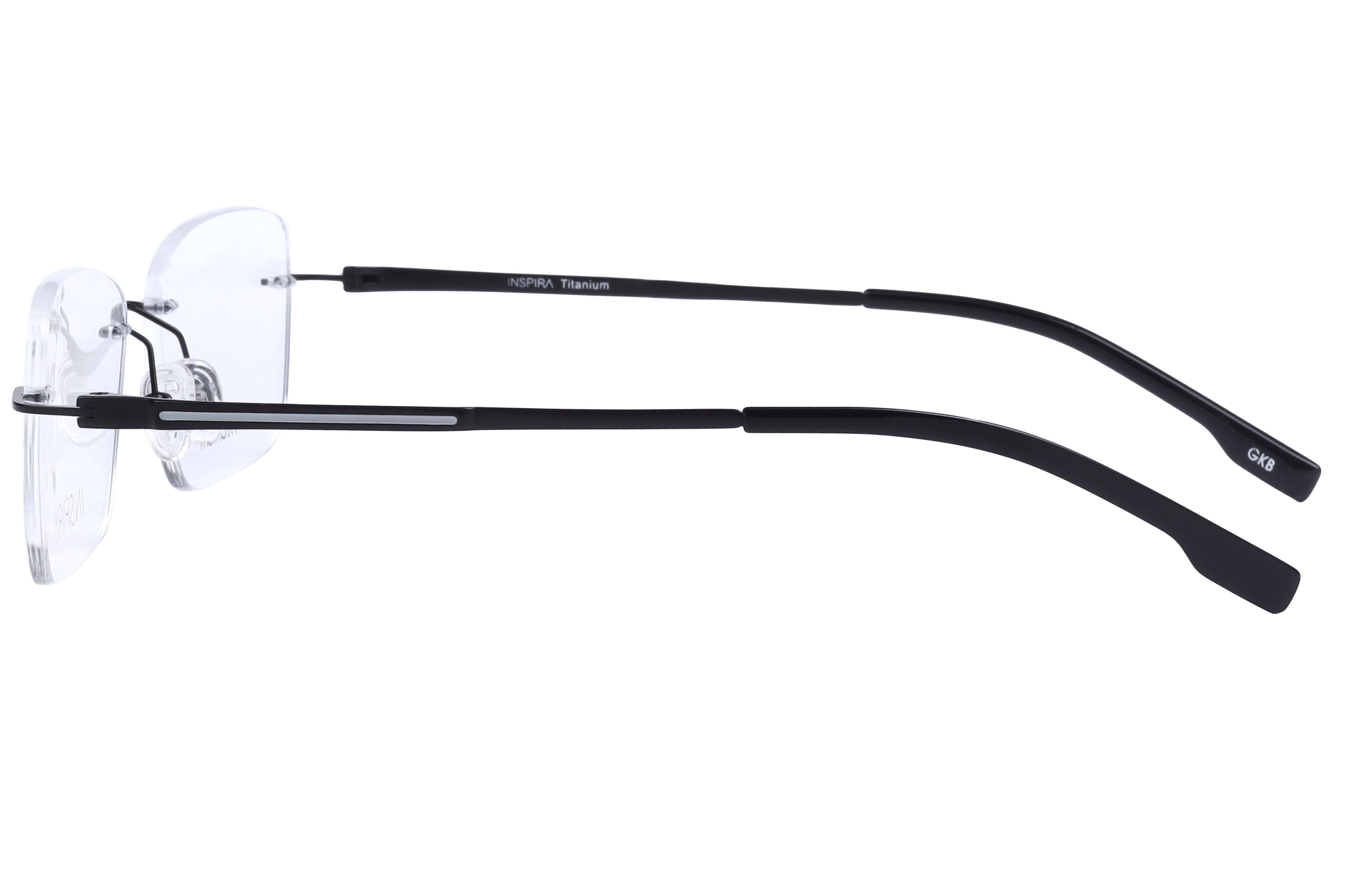 Inspira TC-007 Frame Black Male RimLess Titanium Frame — Black frame — view 3
