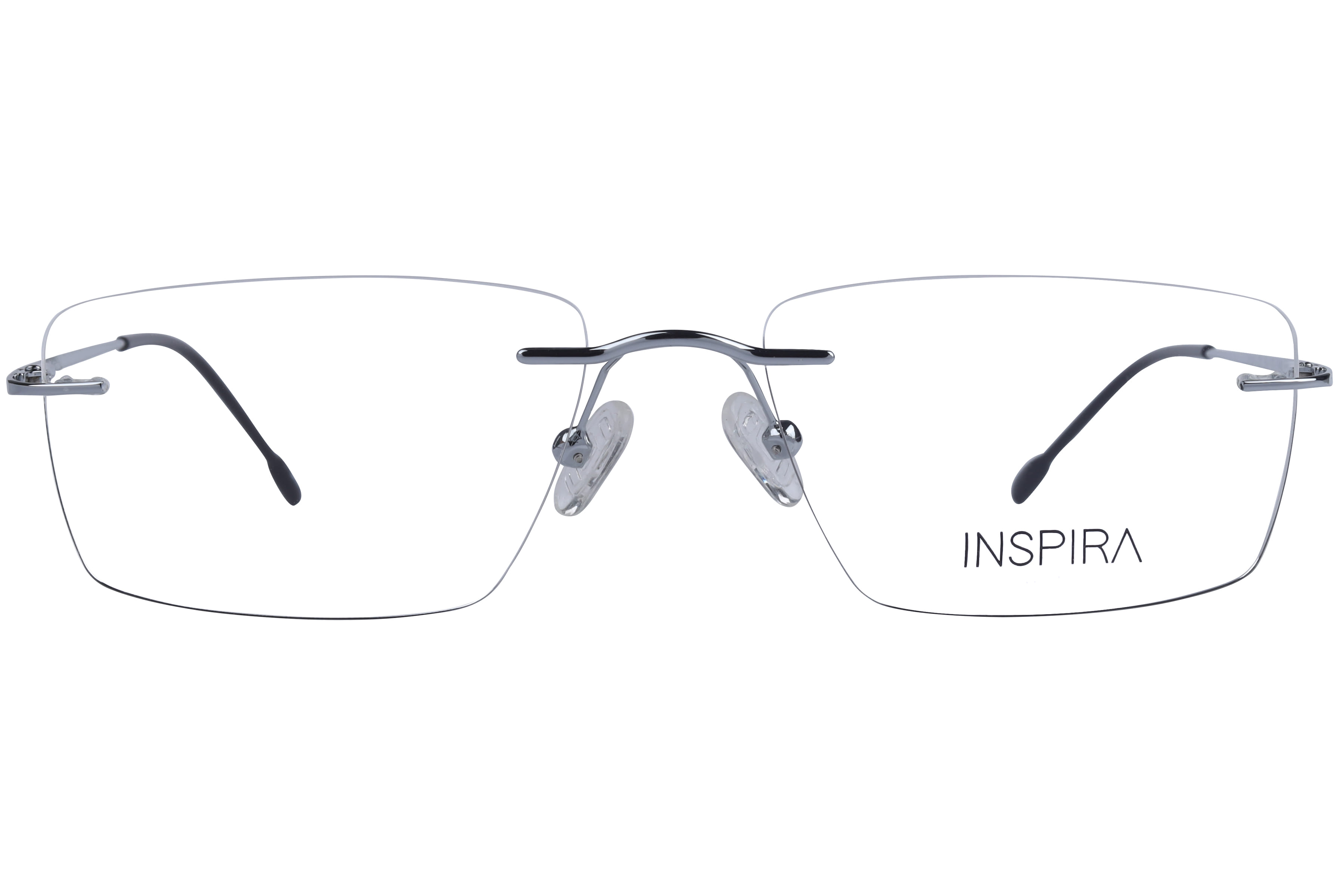 Inspira 15005-CY Frame Silver Unisex RimLess Metal — Black frame