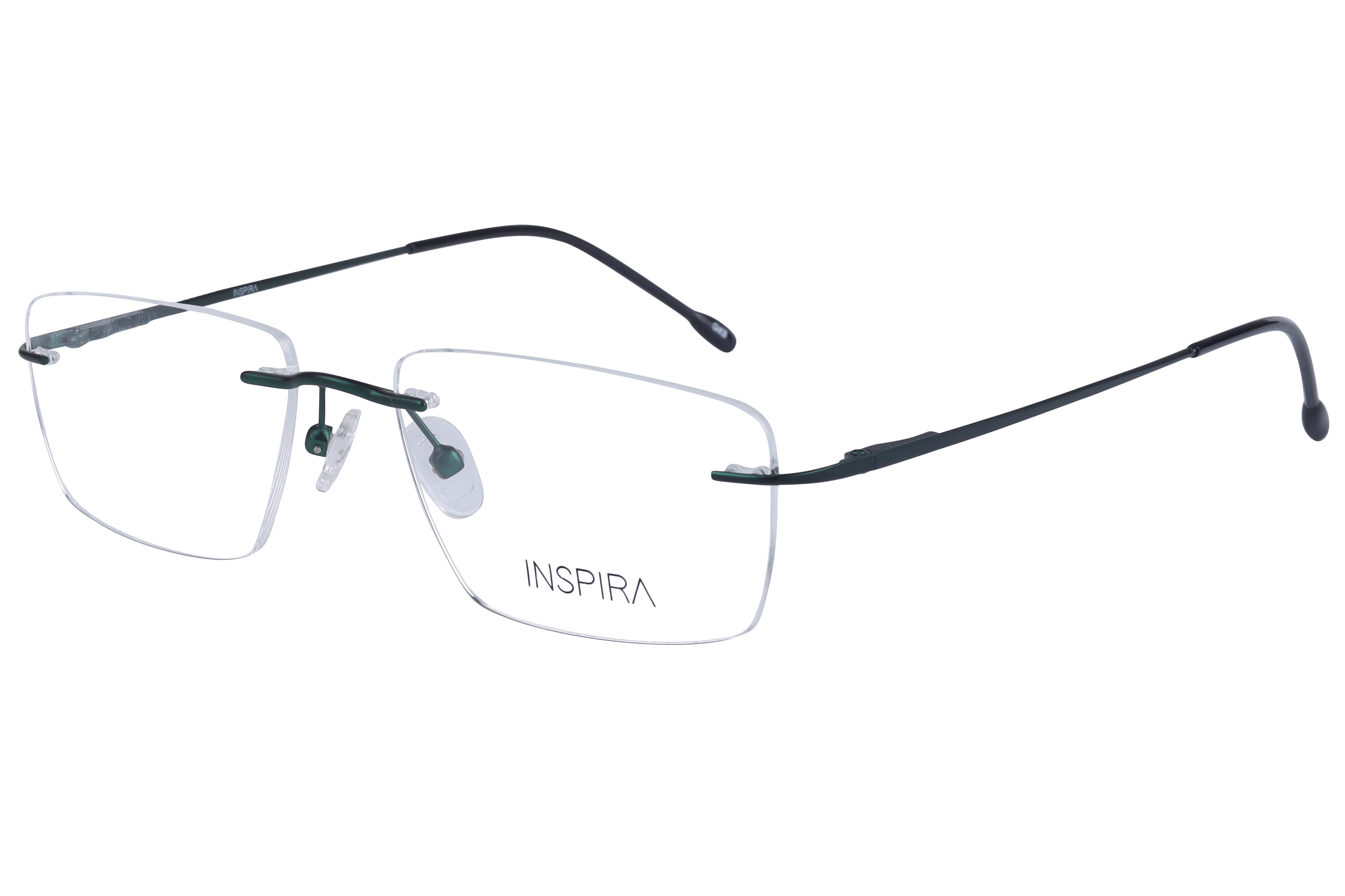 Inspira 15005-CY Frame Matt Green Unisex RimLess Metal Frame — Matt Green frame — view 1