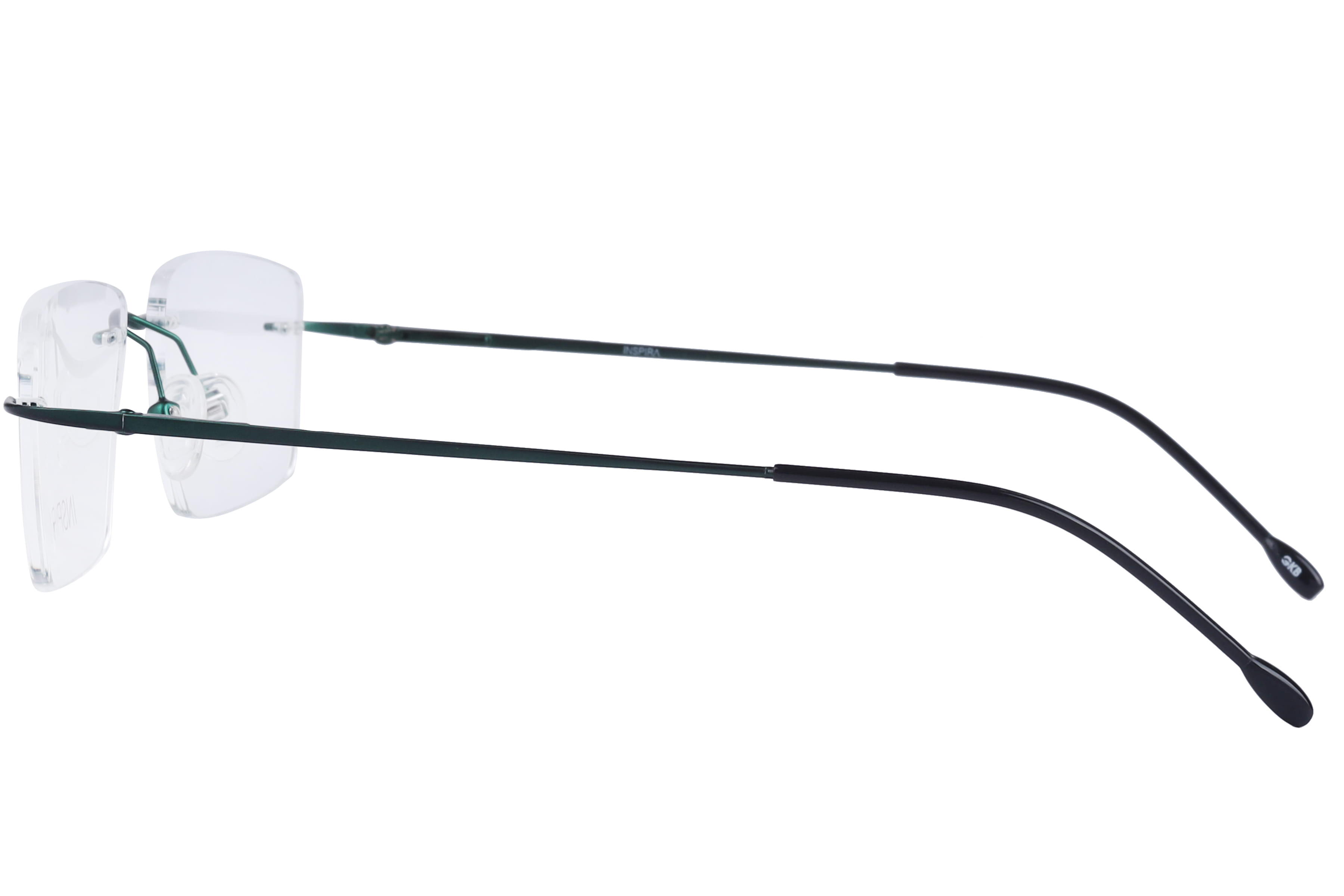 Inspira 15005-CY Frame Matt Green Unisex RimLess Metal Frame — Matt Green frame — view 3