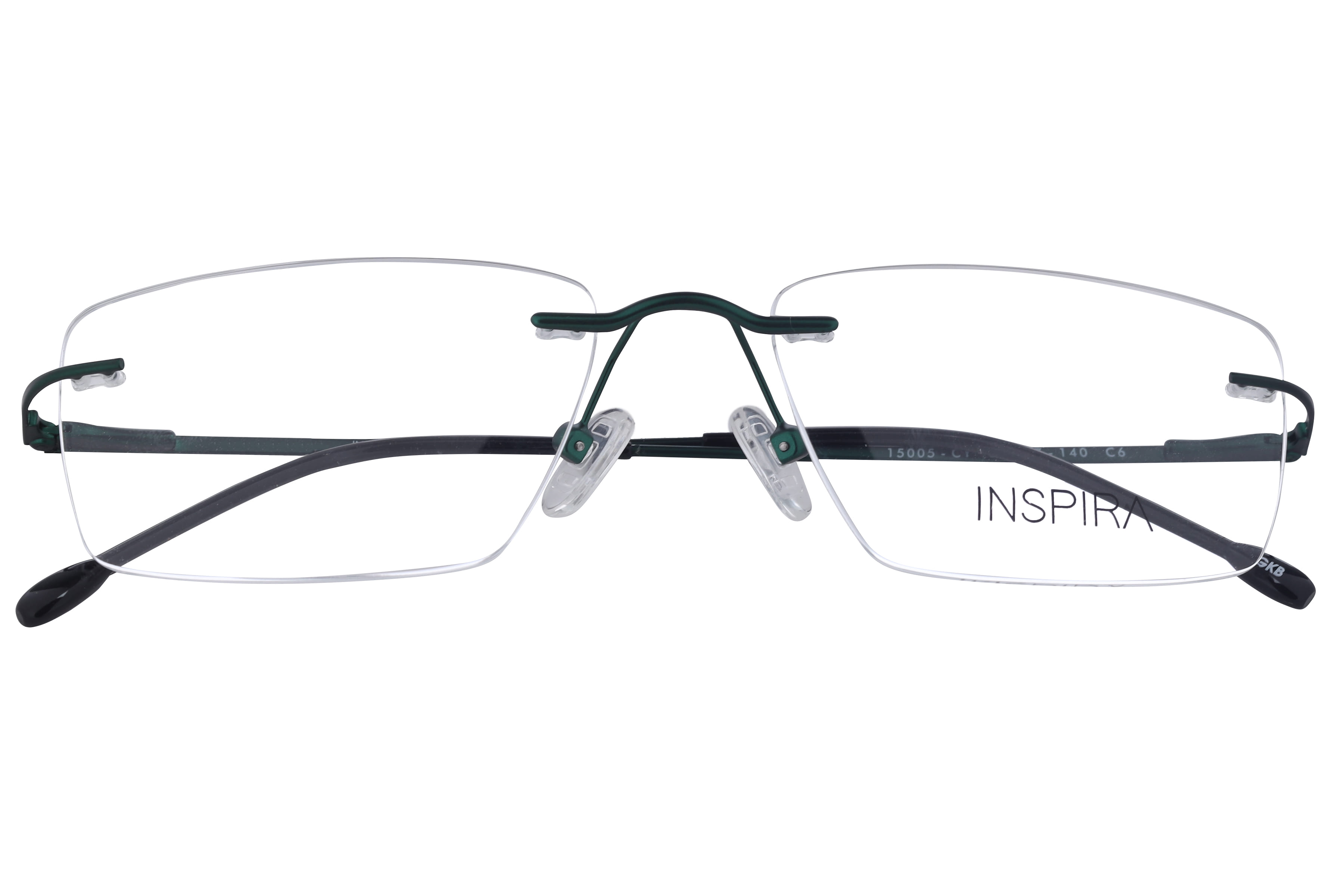 Inspira 15005-CY Frame Matt Green Unisex RimLess Metal Frame — Matt Green frame — view 4