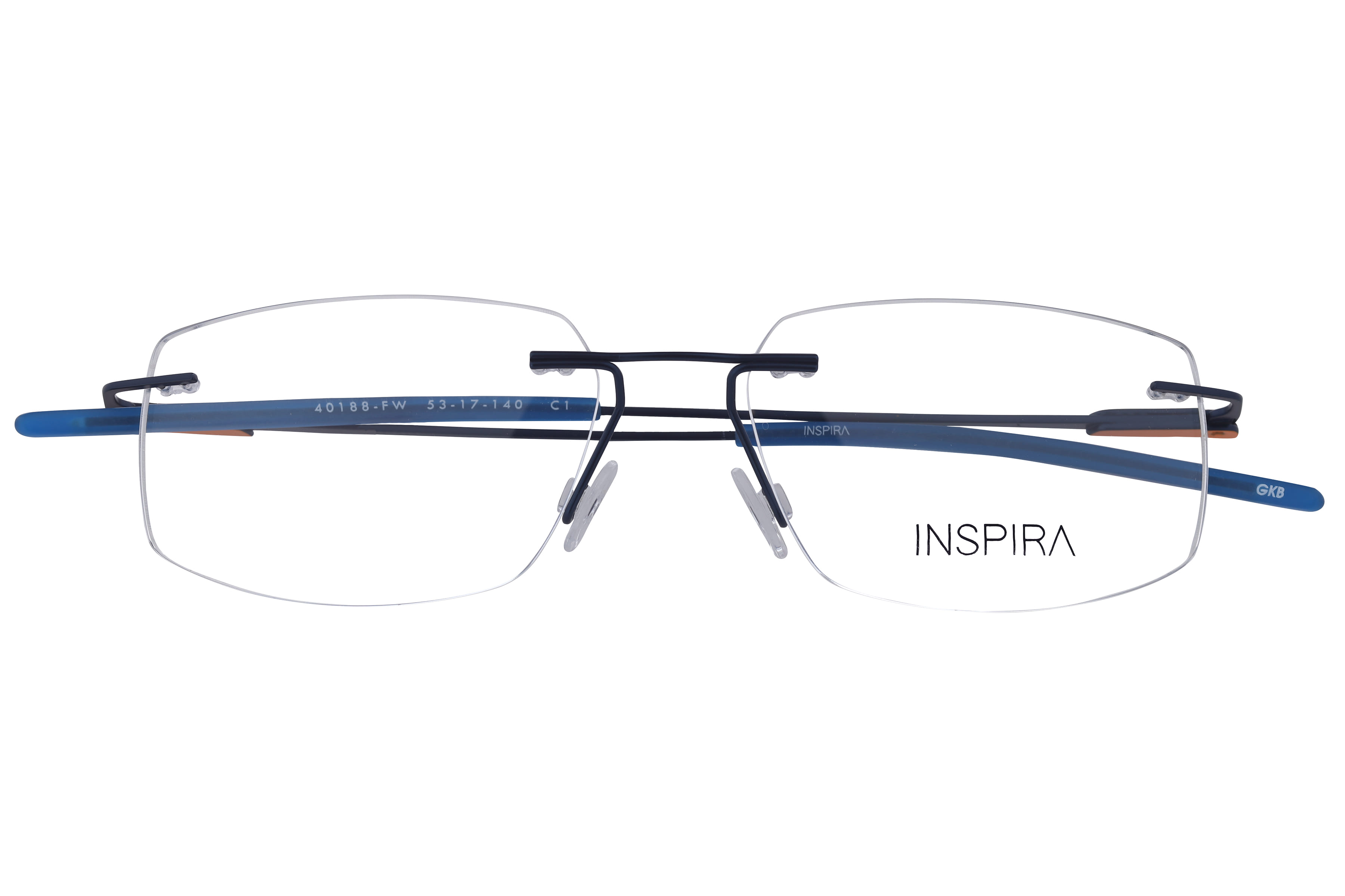 Inspira 40188-FW Frame Blue Unisex RimLess Metal Frame — Blue frame — view 4