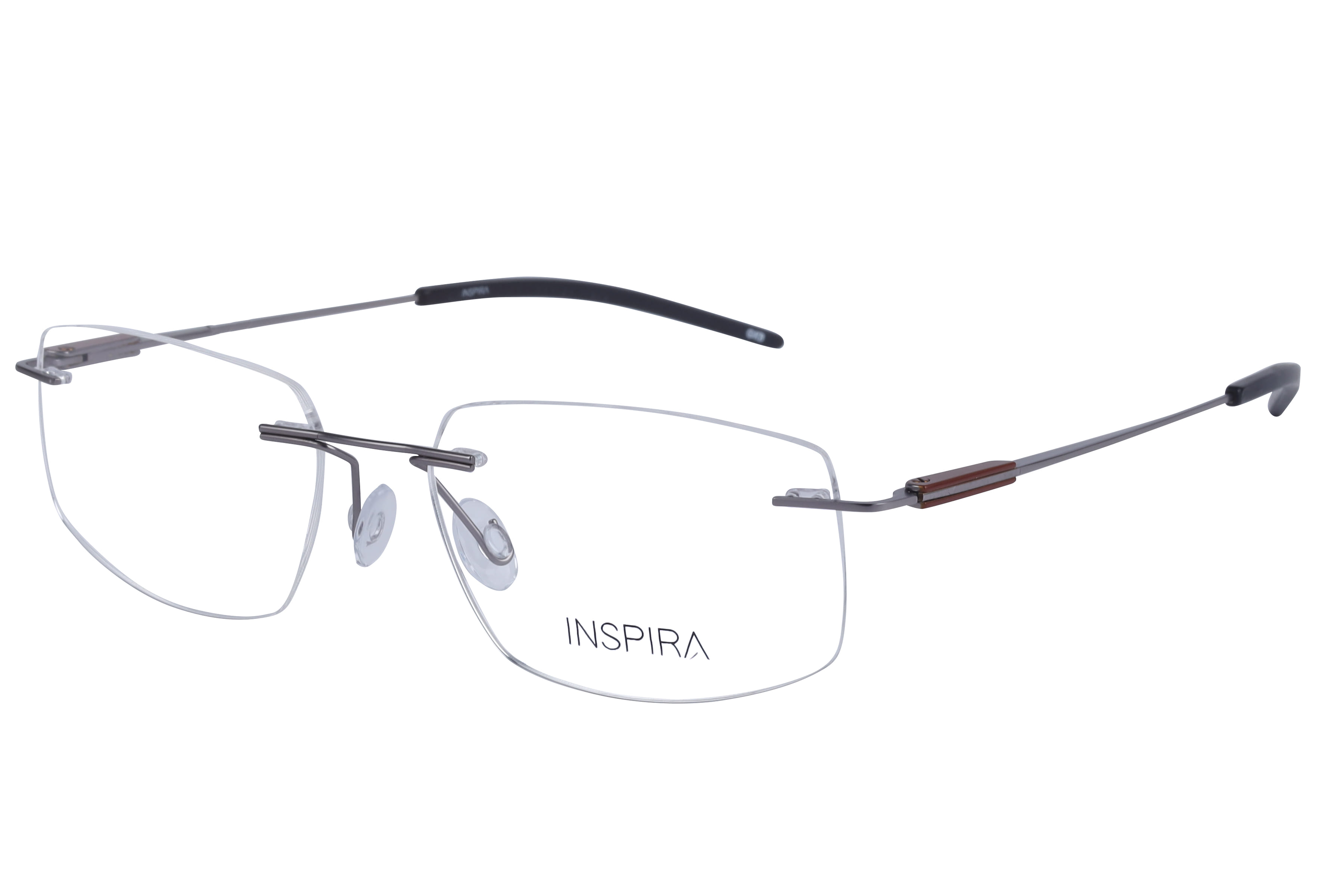 Inspira 40188-FW Frame Silver Unisex RimLess Metal Frame — Silver frame — view 1