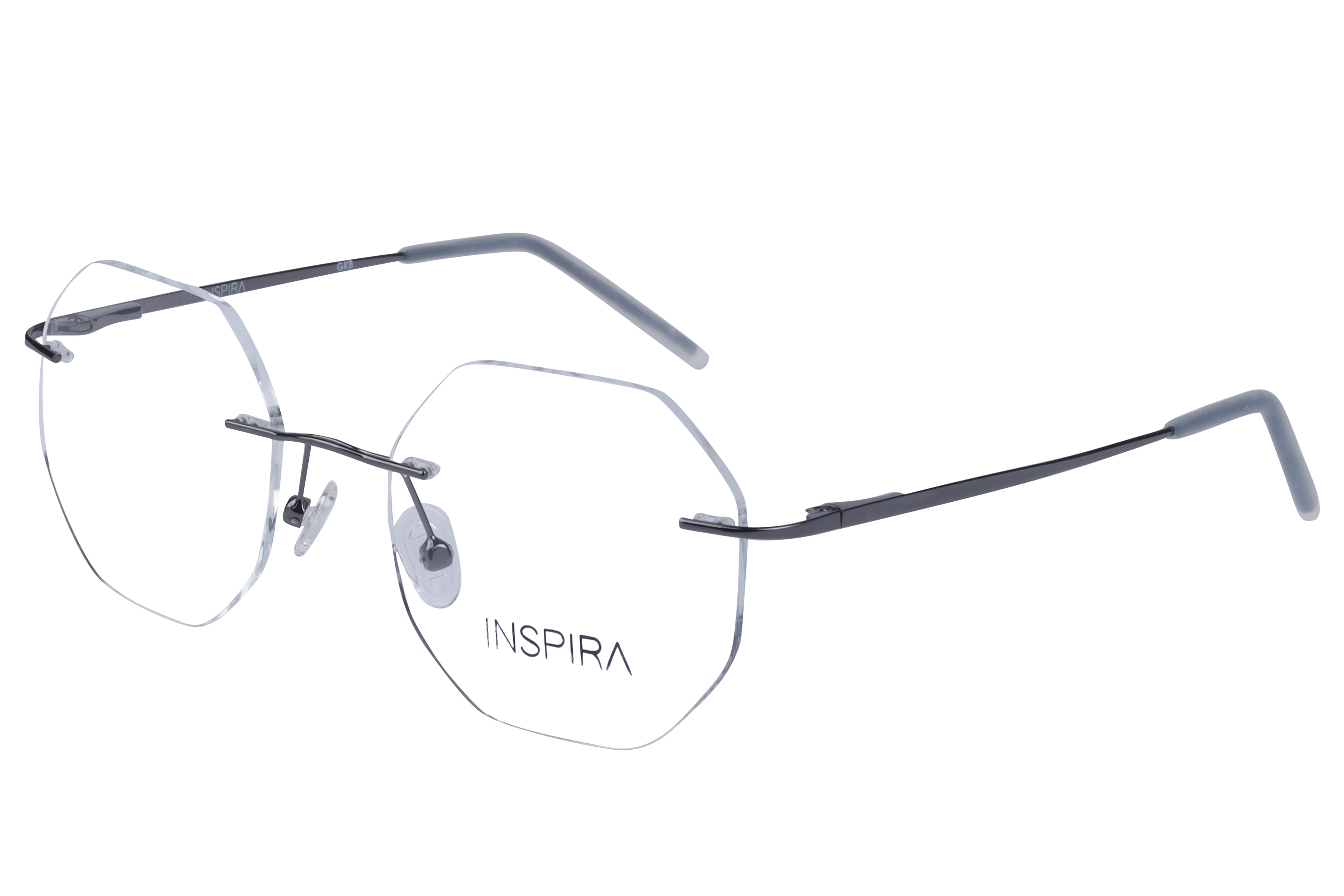 Inspira 15001 Frame Gun Metal Unisex RimLess Metal Frame — Gun Metal frame — view 1