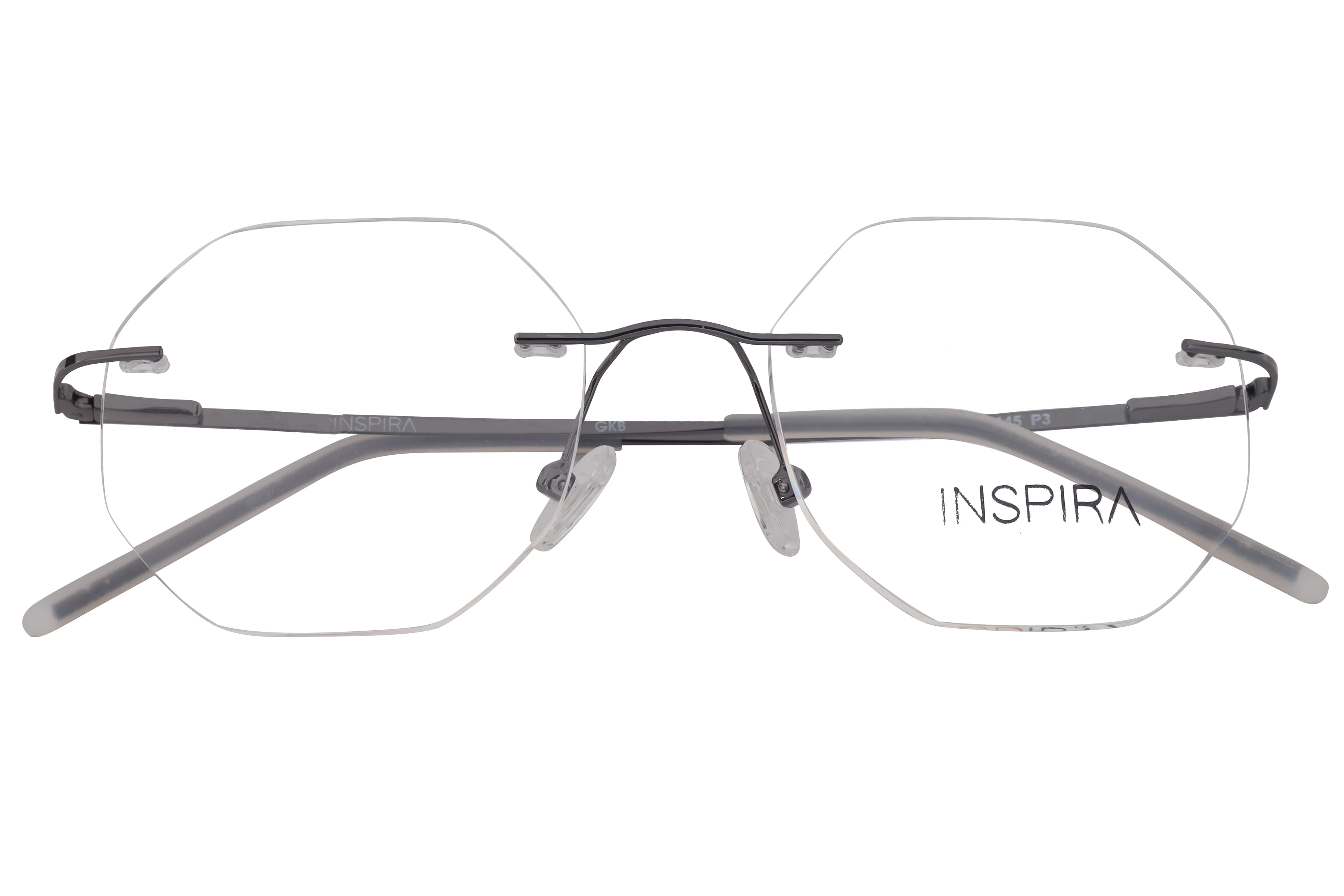 Inspira 15001 Frame Gun Metal Unisex RimLess Metal Frame — Gun Metal frame — view 4