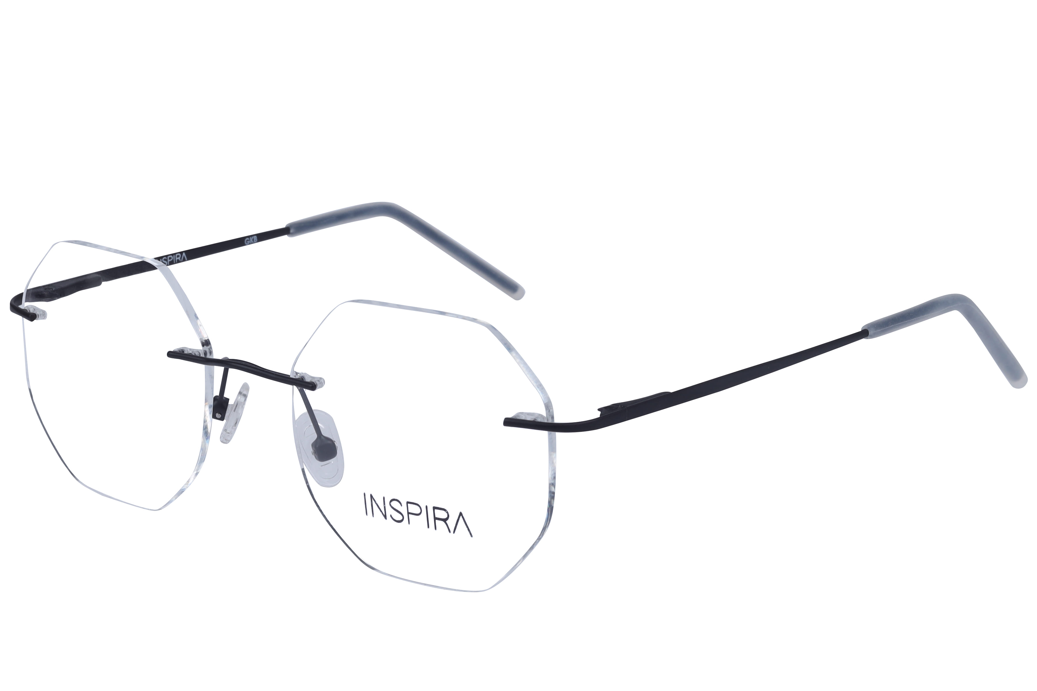 Inspira 15001 Frame Matt Black Unisex RimLess Metal Frame — Matt Black frame — view 1