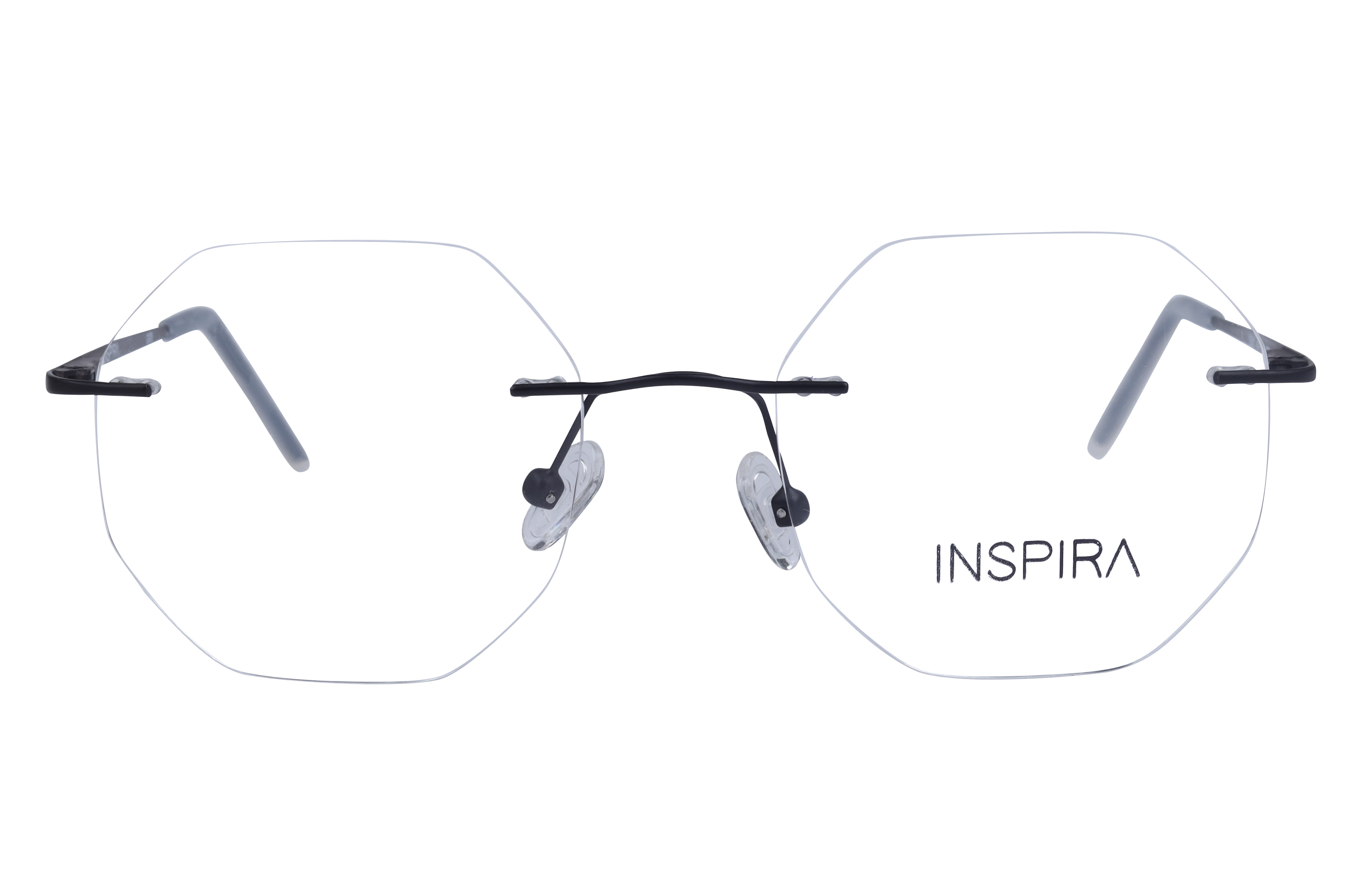 Inspira 15001 Frame Matt Black Unisex RimLess Metal Frame — Matt Black frame — view 2