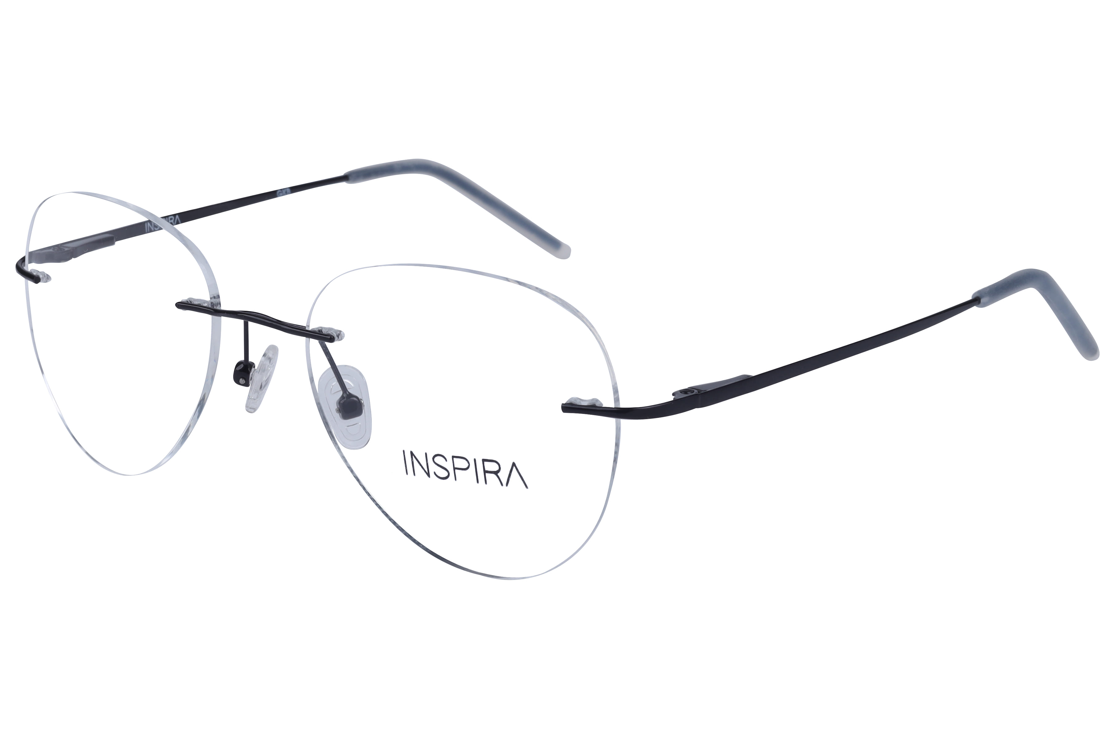 Inspira 15006 Frame Black Unisex RimLess Metal Frame — Black frame — view 1