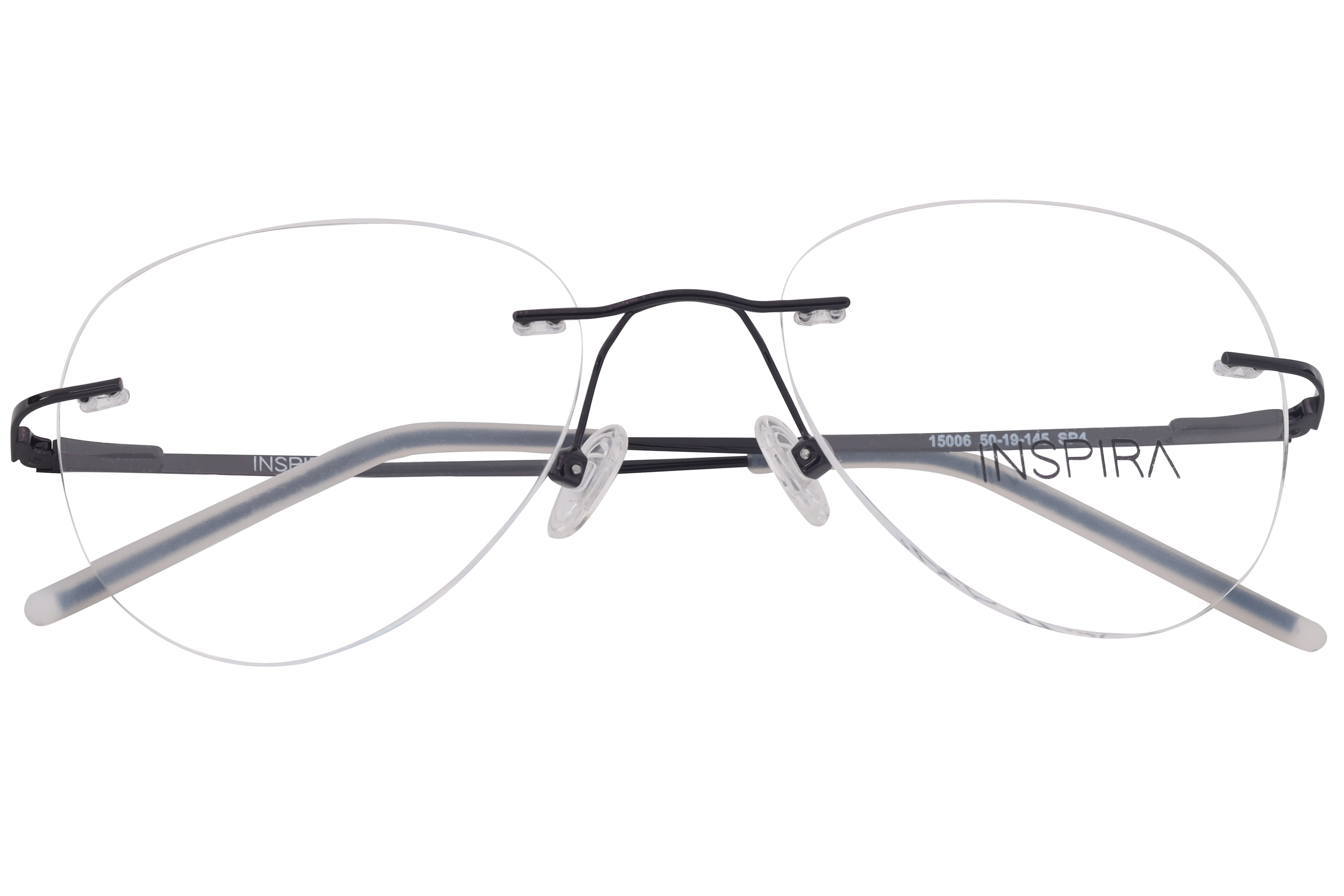 Inspira 15006 Frame Black Unisex RimLess Metal Frame — Black frame — view 3