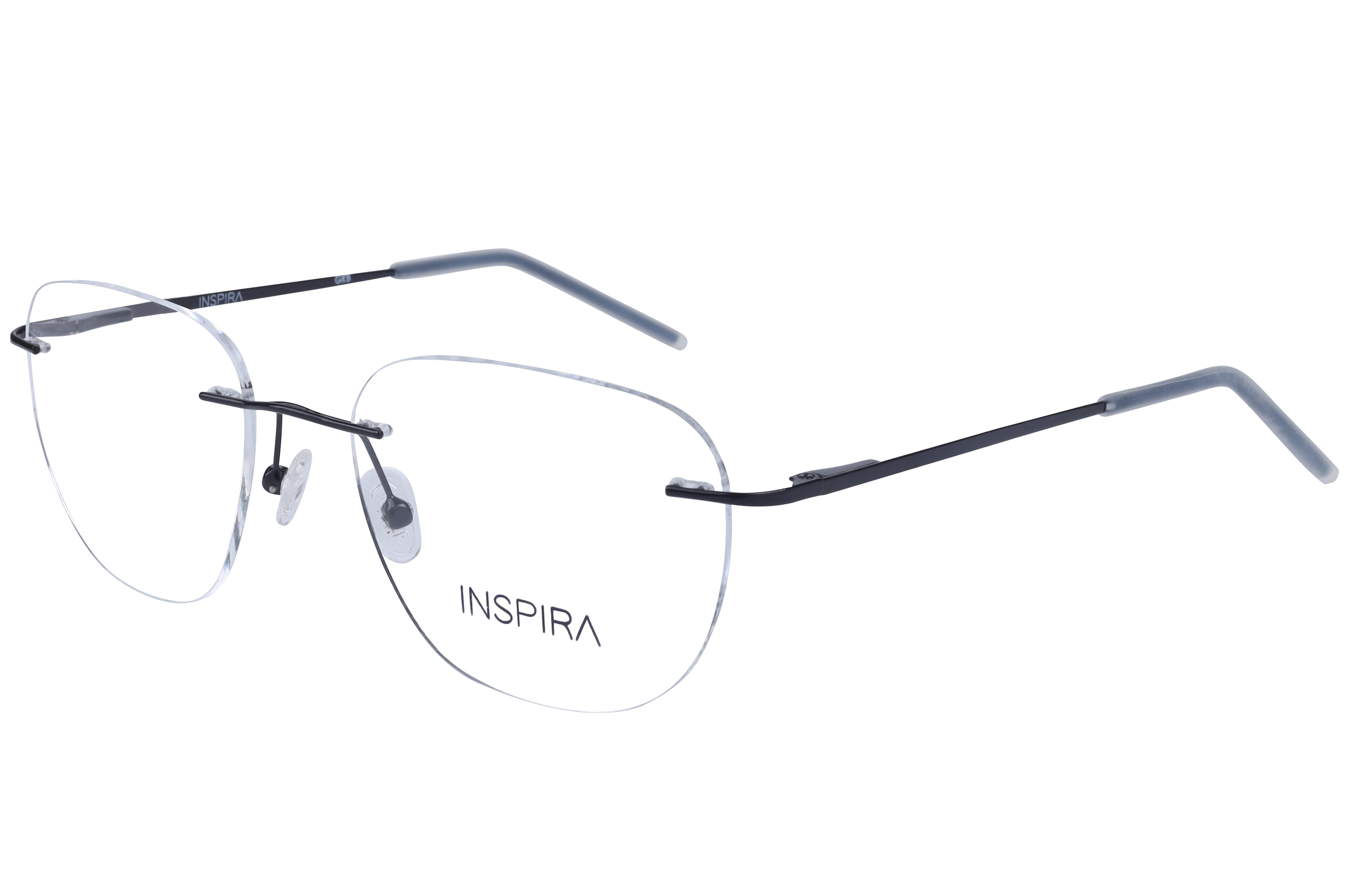 Inspira 15007 Frame Black Unisex RimLess Metal Frame — Black frame — view 1