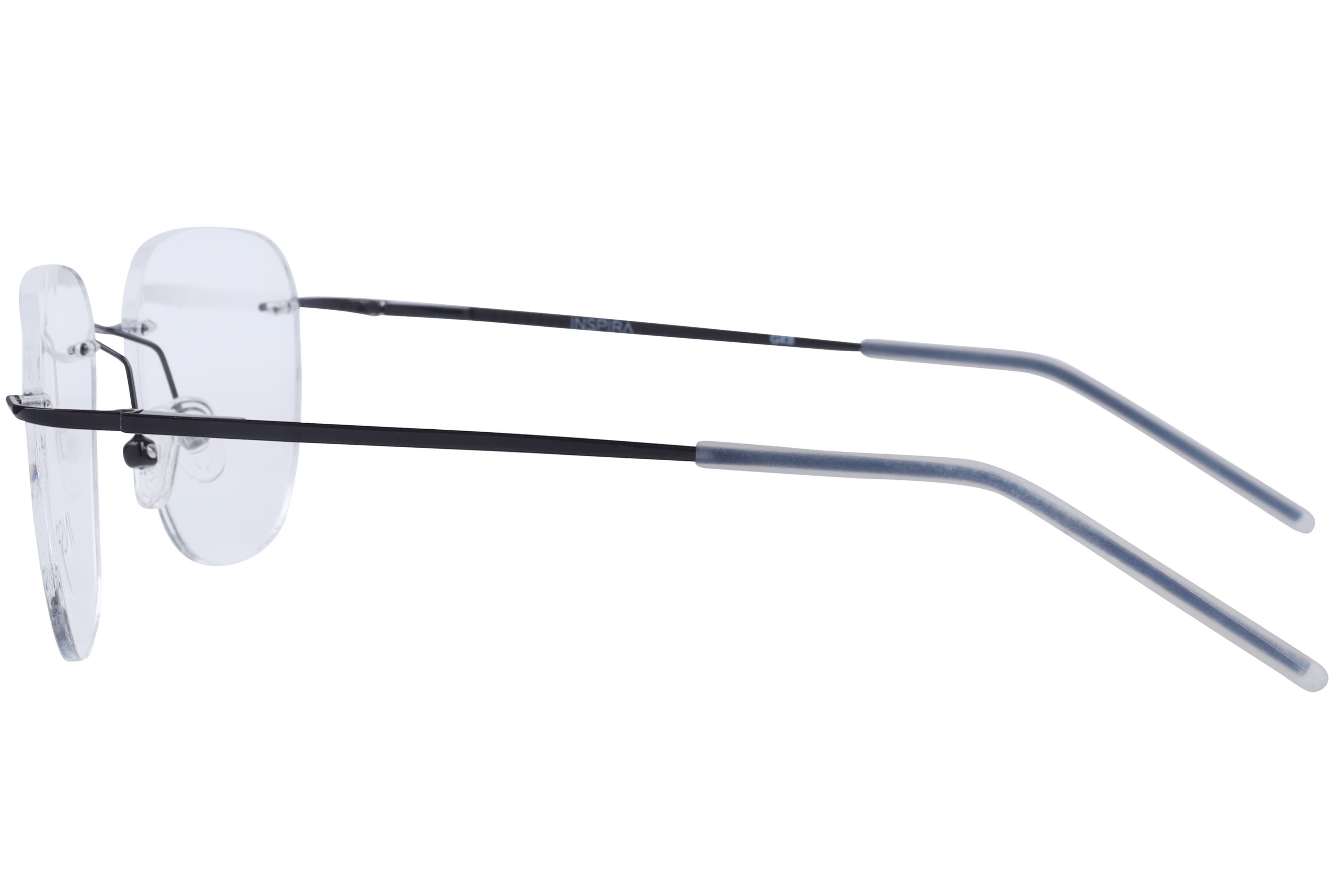 Inspira 15007 Frame Black Unisex RimLess Metal Frame — Black frame — view 3