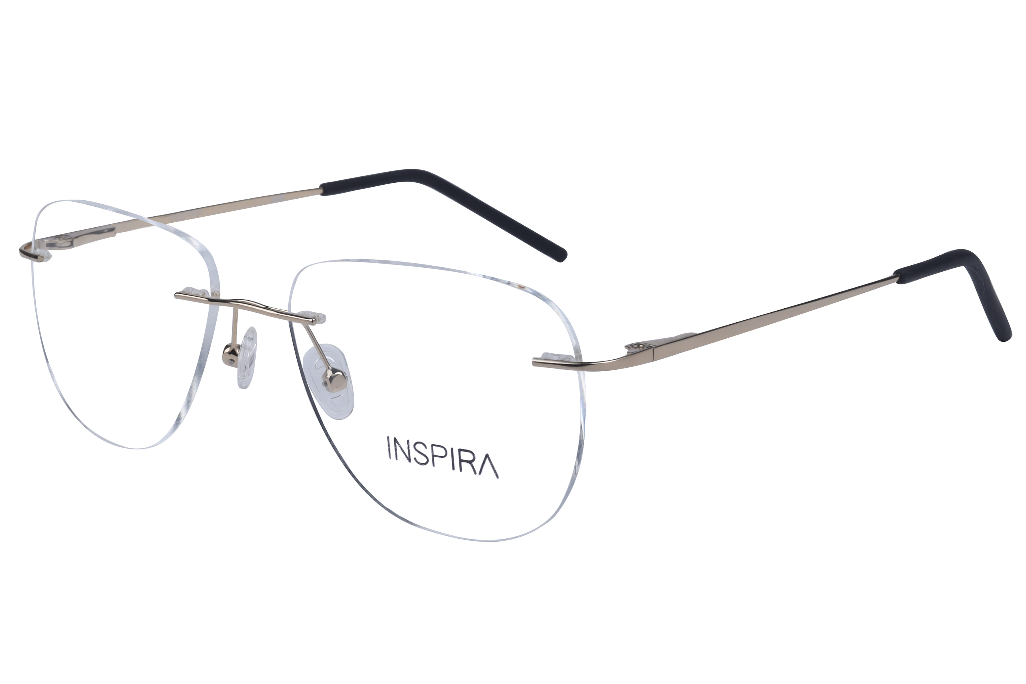 Inspira 15008 Frame Gold Unisex RimLess Metal Frame — Gold frame — view 1