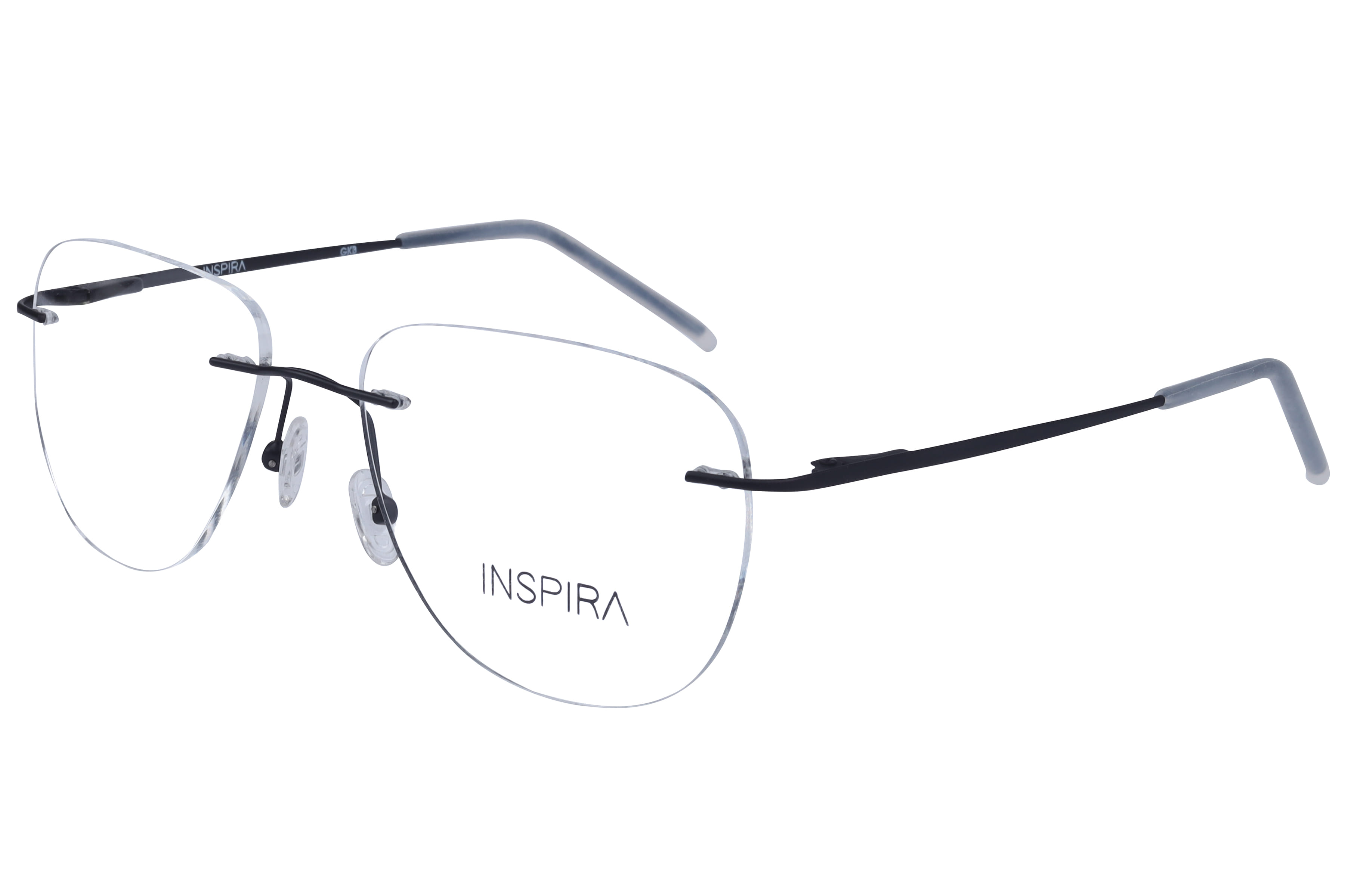 Inspira 15008 Frame Matt Black Unisex RimLess Metal Frame — Matt Black frame — view 1