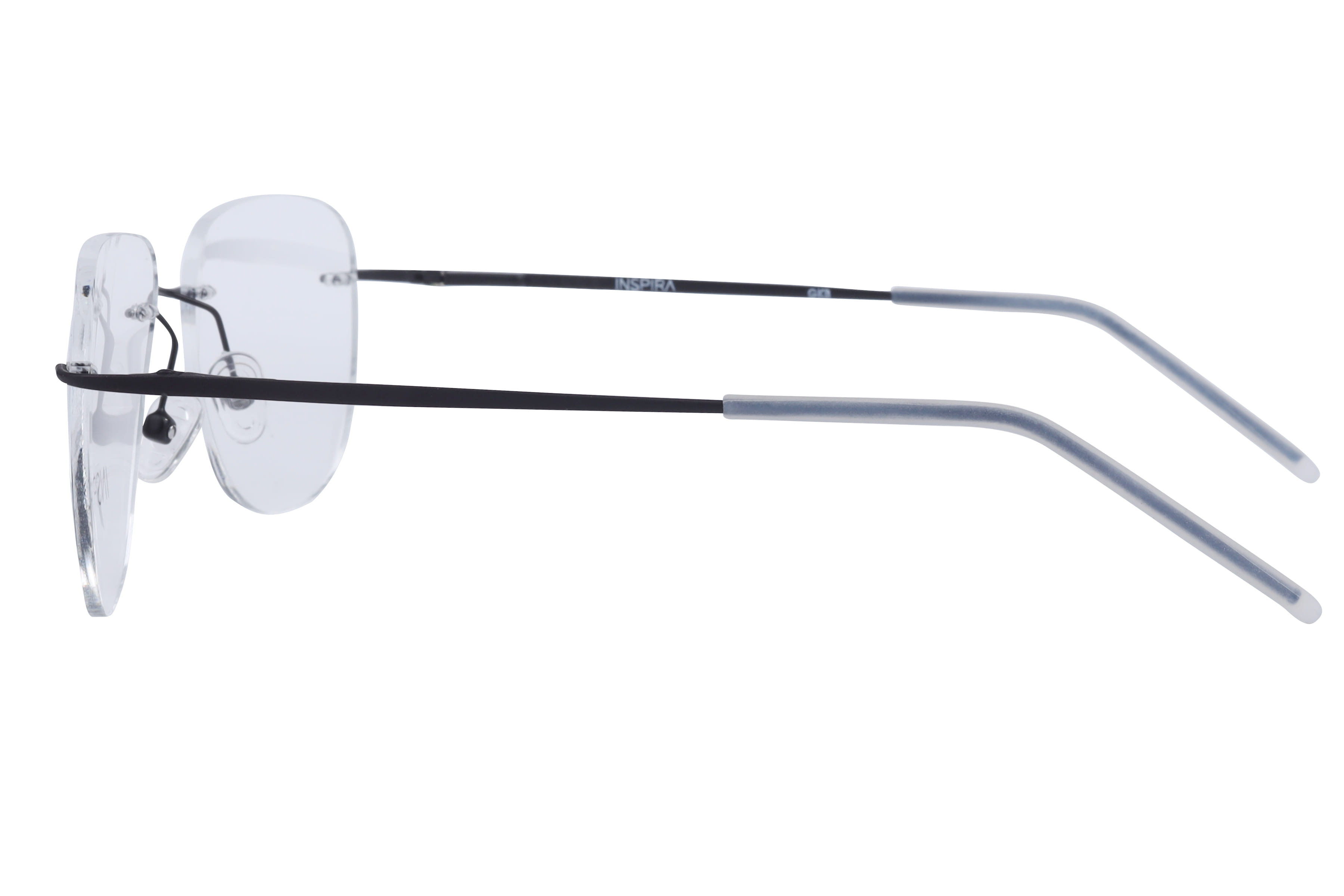 Inspira 15008 Frame Matt Black Unisex RimLess Metal Frame — Matt Black frame — view 3