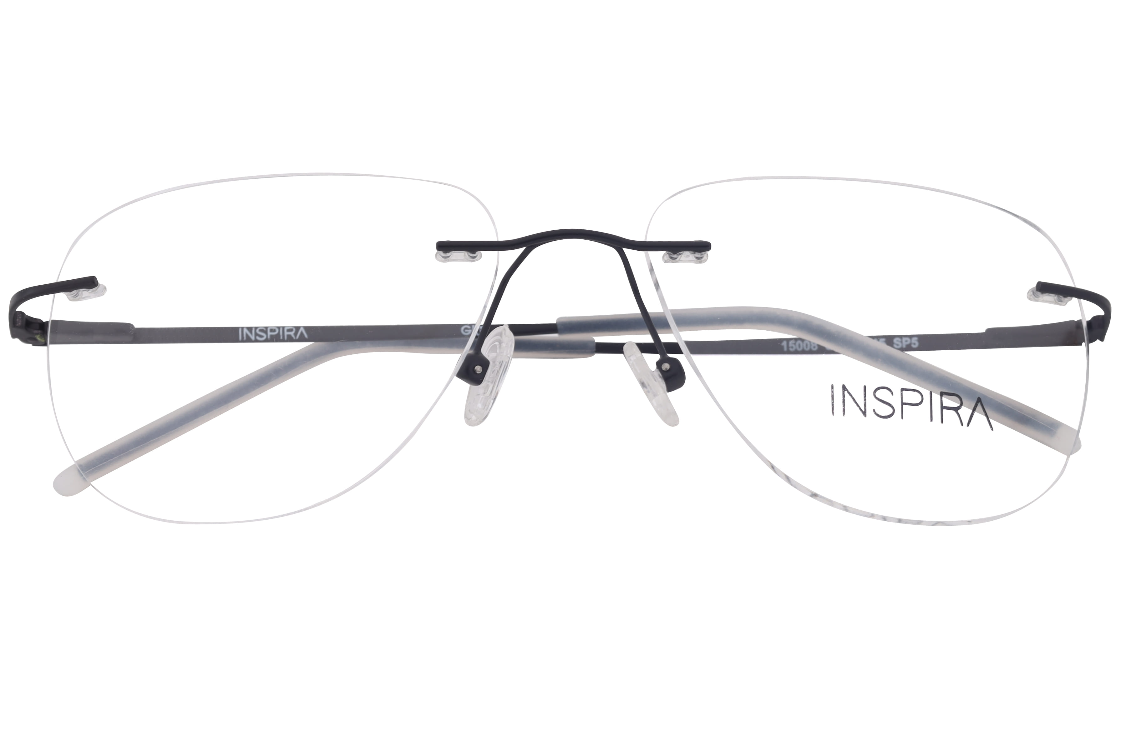 Inspira 15008 Frame Matt Black Unisex RimLess Metal Frame — Matt Black frame — view 4