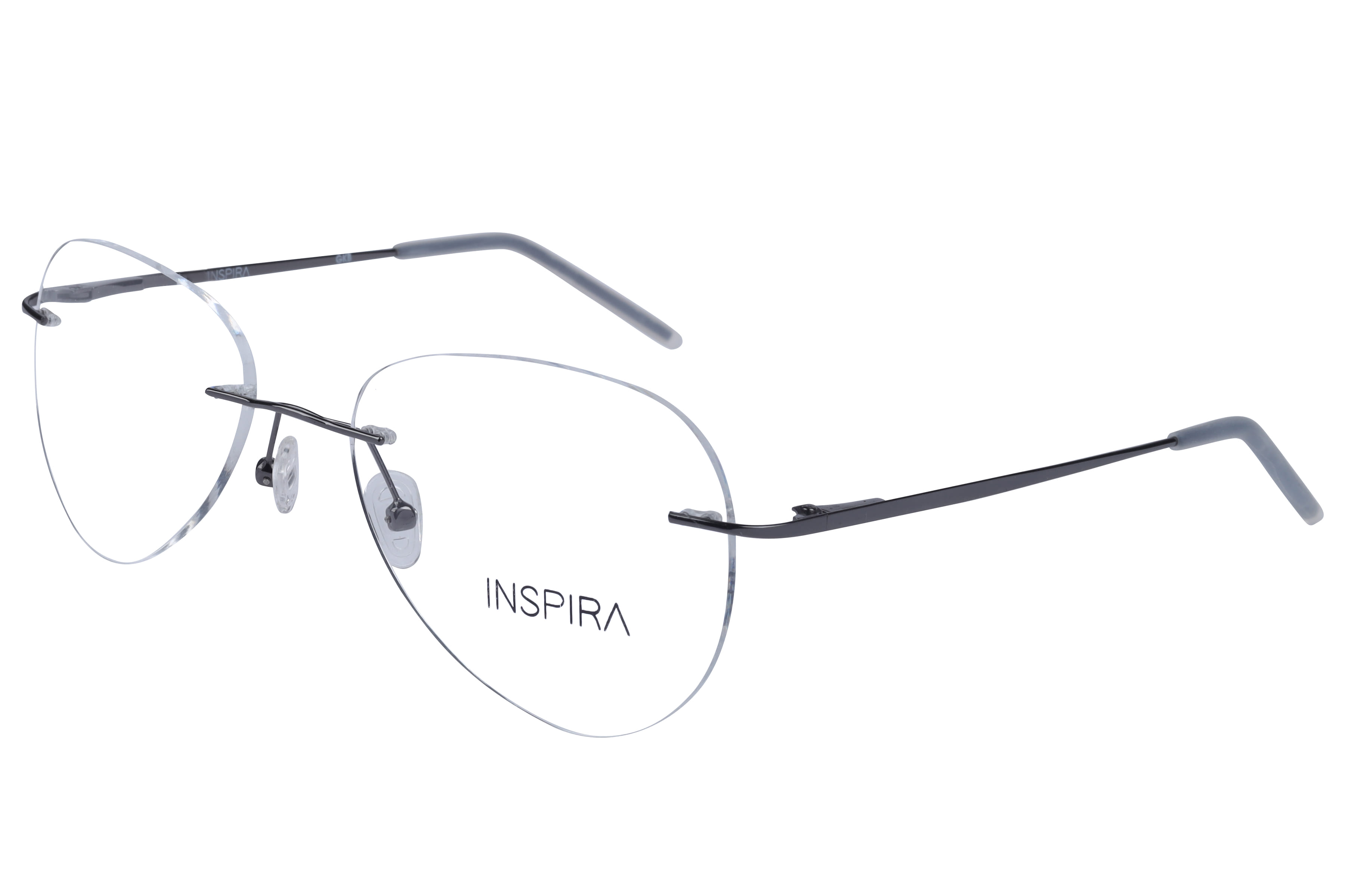 Inspira 15010 Frame Gun Metal Unisex RimLess Metal Frame — Gun Metal frame — view 1