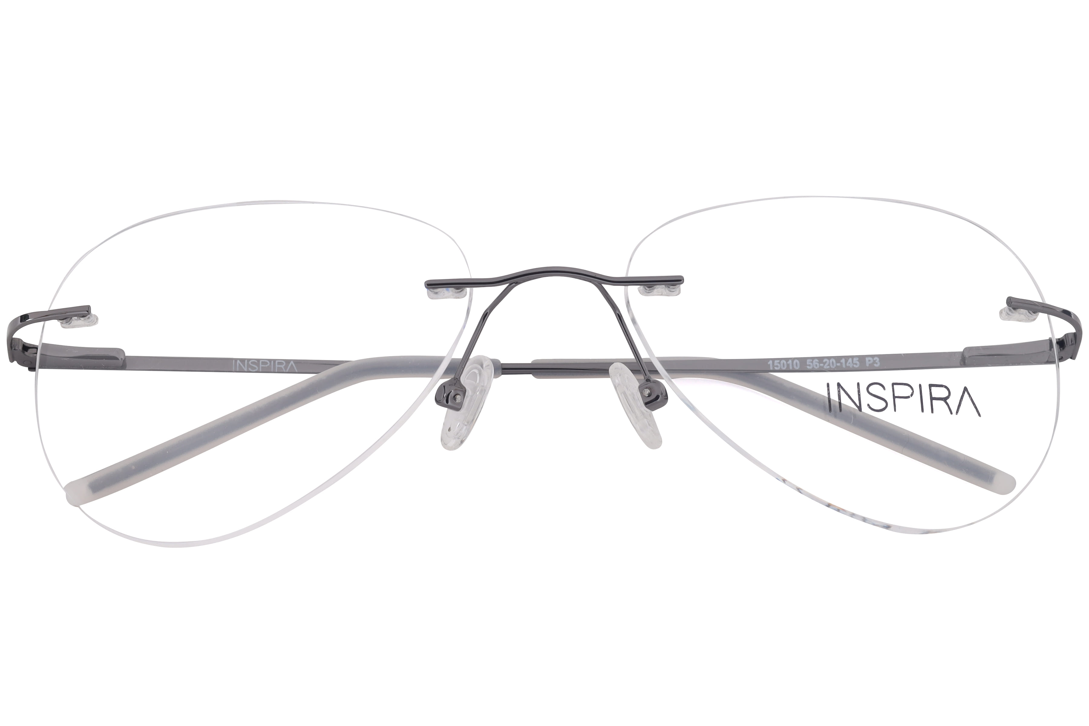 Inspira 15010 Frame Gun Metal Unisex RimLess Metal Frame — Gun Metal frame — view 4
