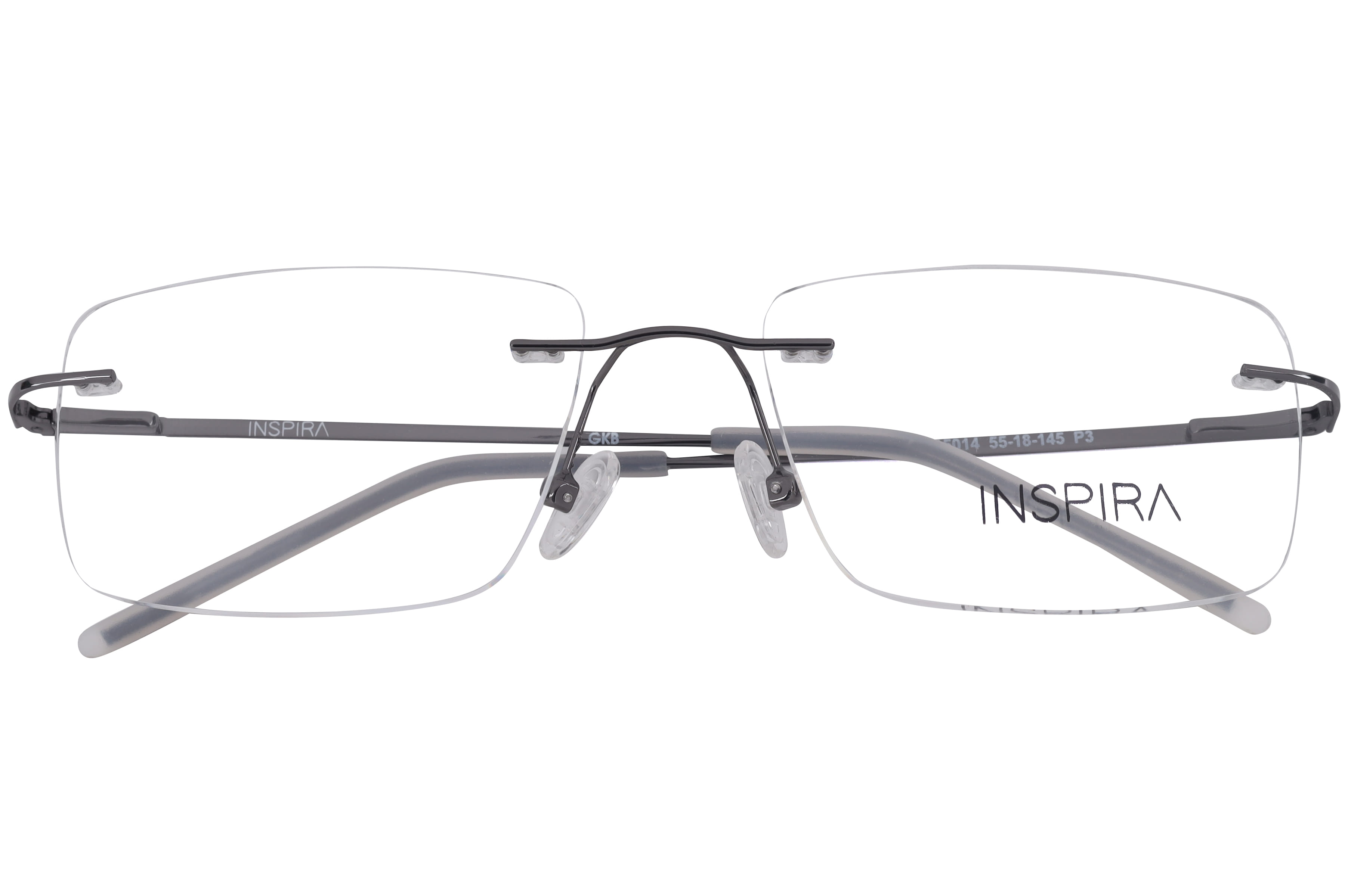 Inspira 15014 Frame Gun Metal Male RimLess Metal Frame — Gun Metal frame — view 4
