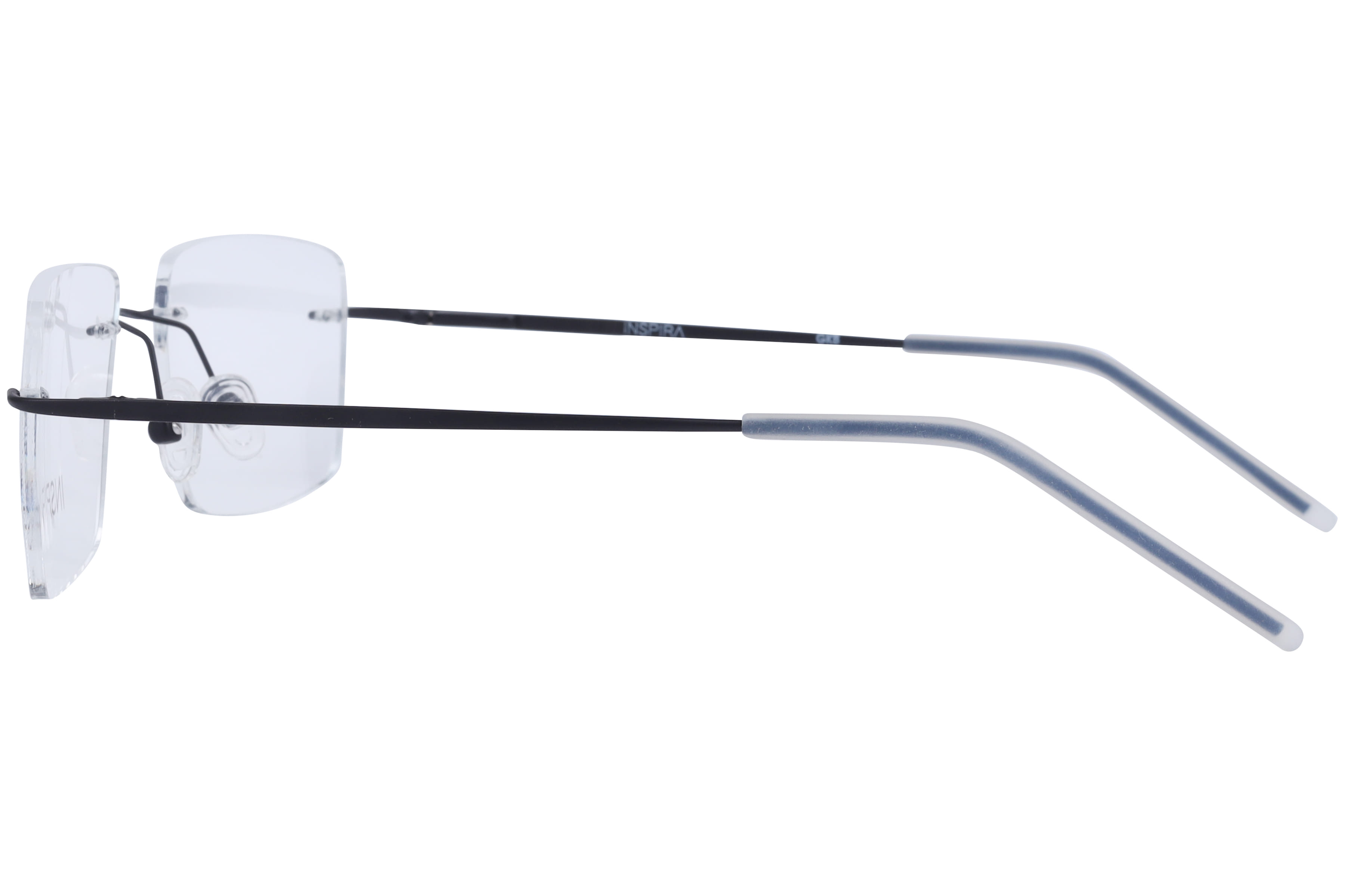 Inspira 15014 Frame Matt Black Male RimLess Metal Frame — Matt Black frame — view 2