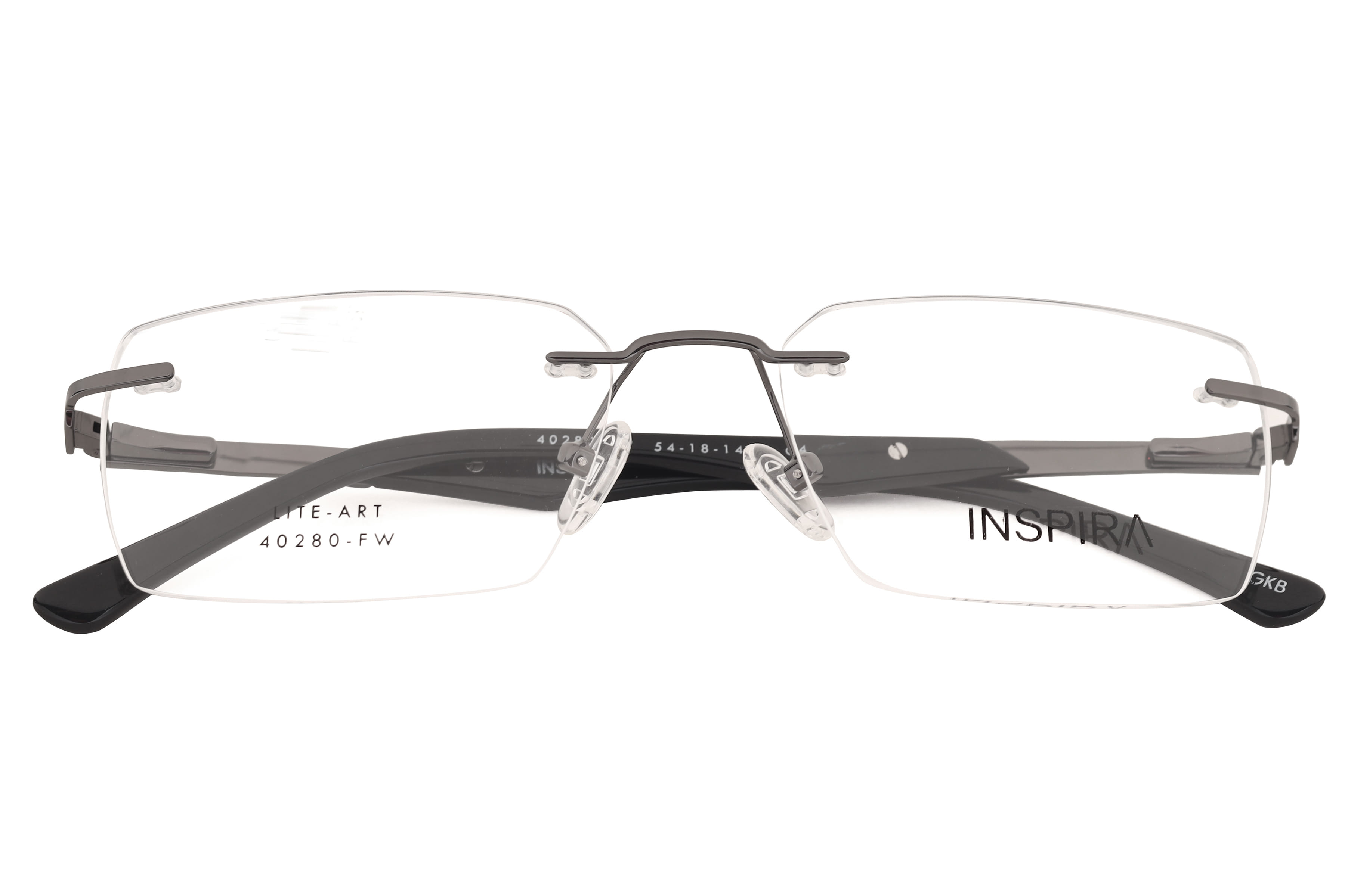 Inspira 40280-FW Frame Gun Metal Male RimLess Metal Frame — Gun Metal frame — view 2
