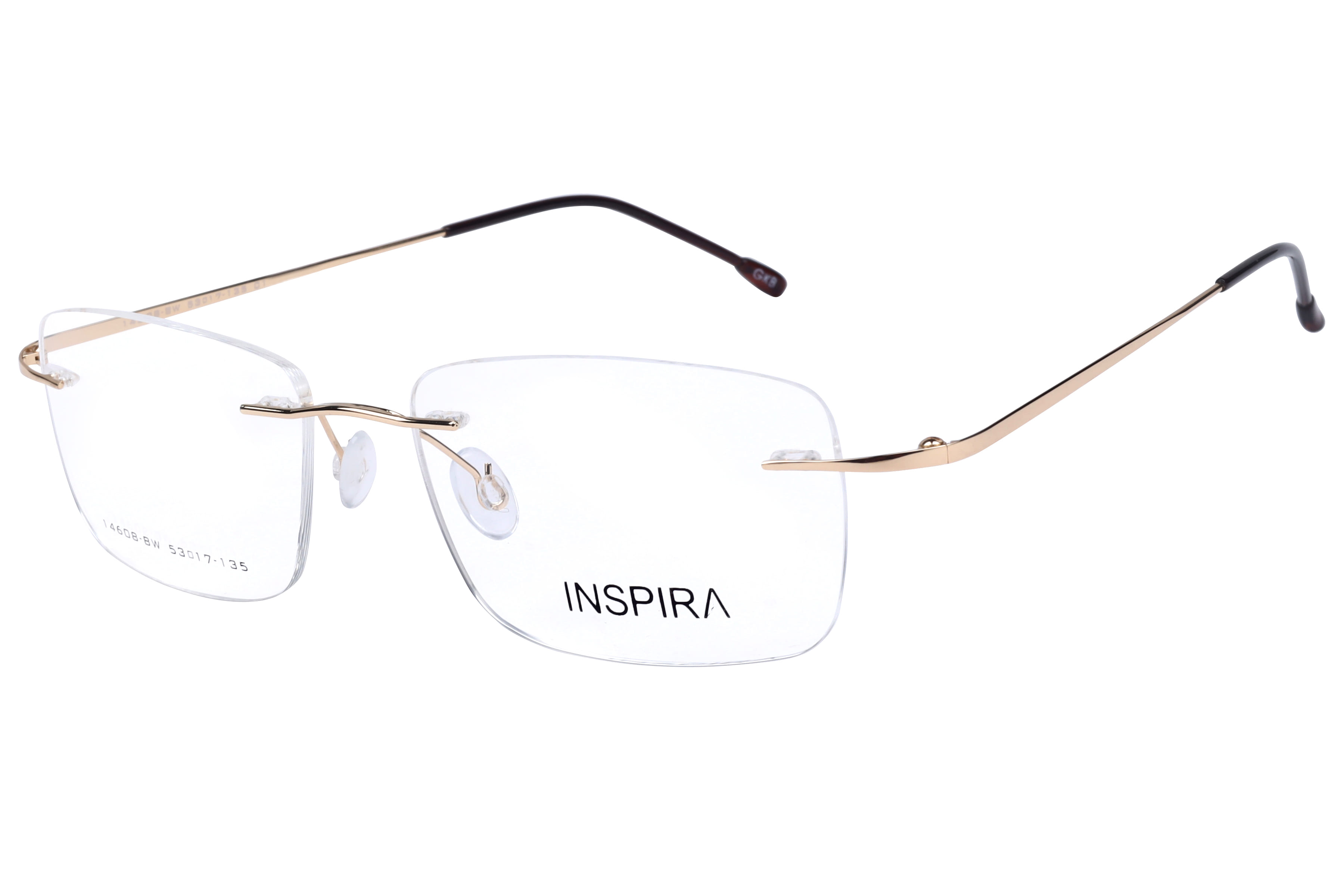 Inspira 14608-BW Frame Gold Unisex RimLess Metal — Gold frame