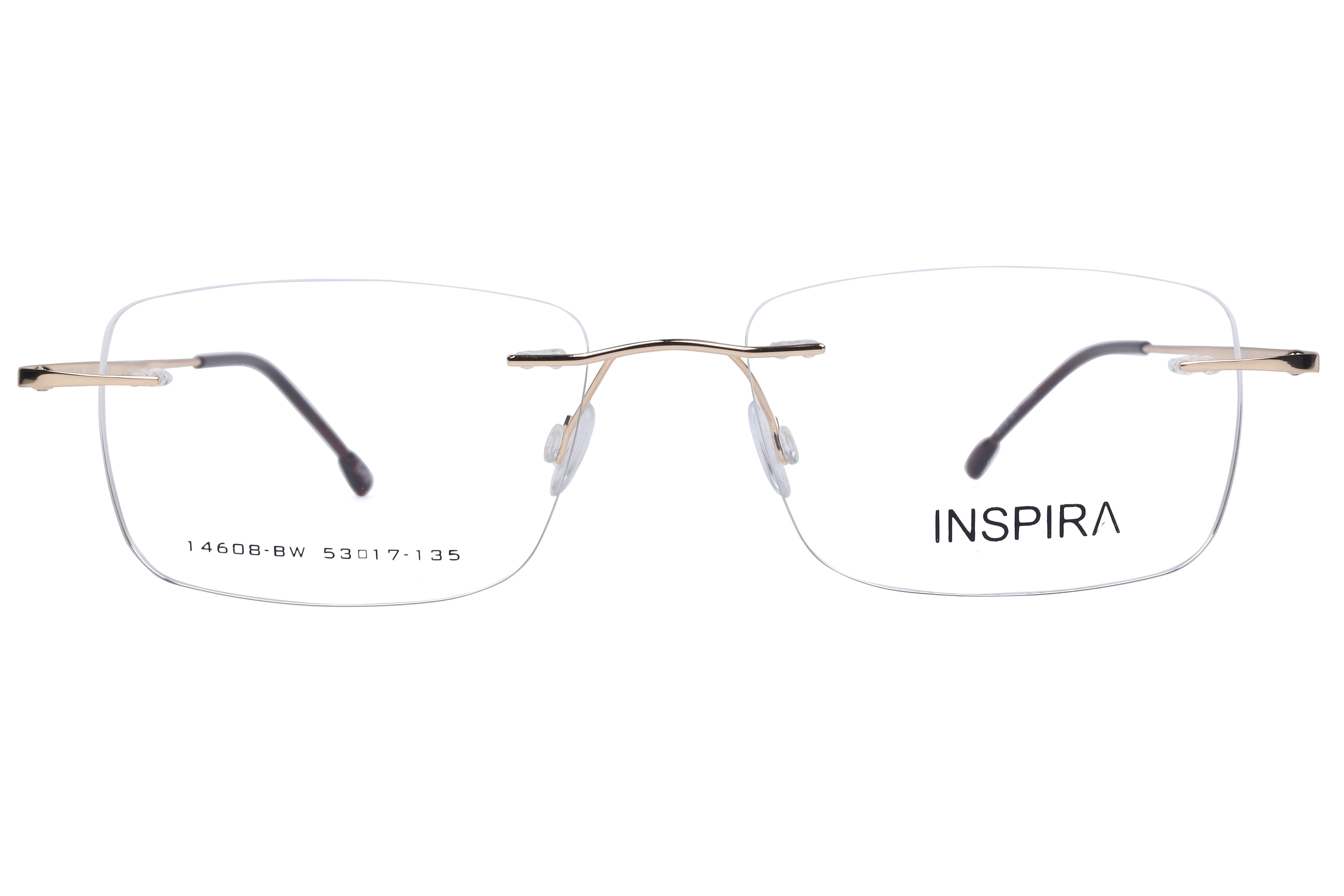 Inspira 14608-BW Frame Gold Unisex RimLess Metal Frame — Gold frame — view 2