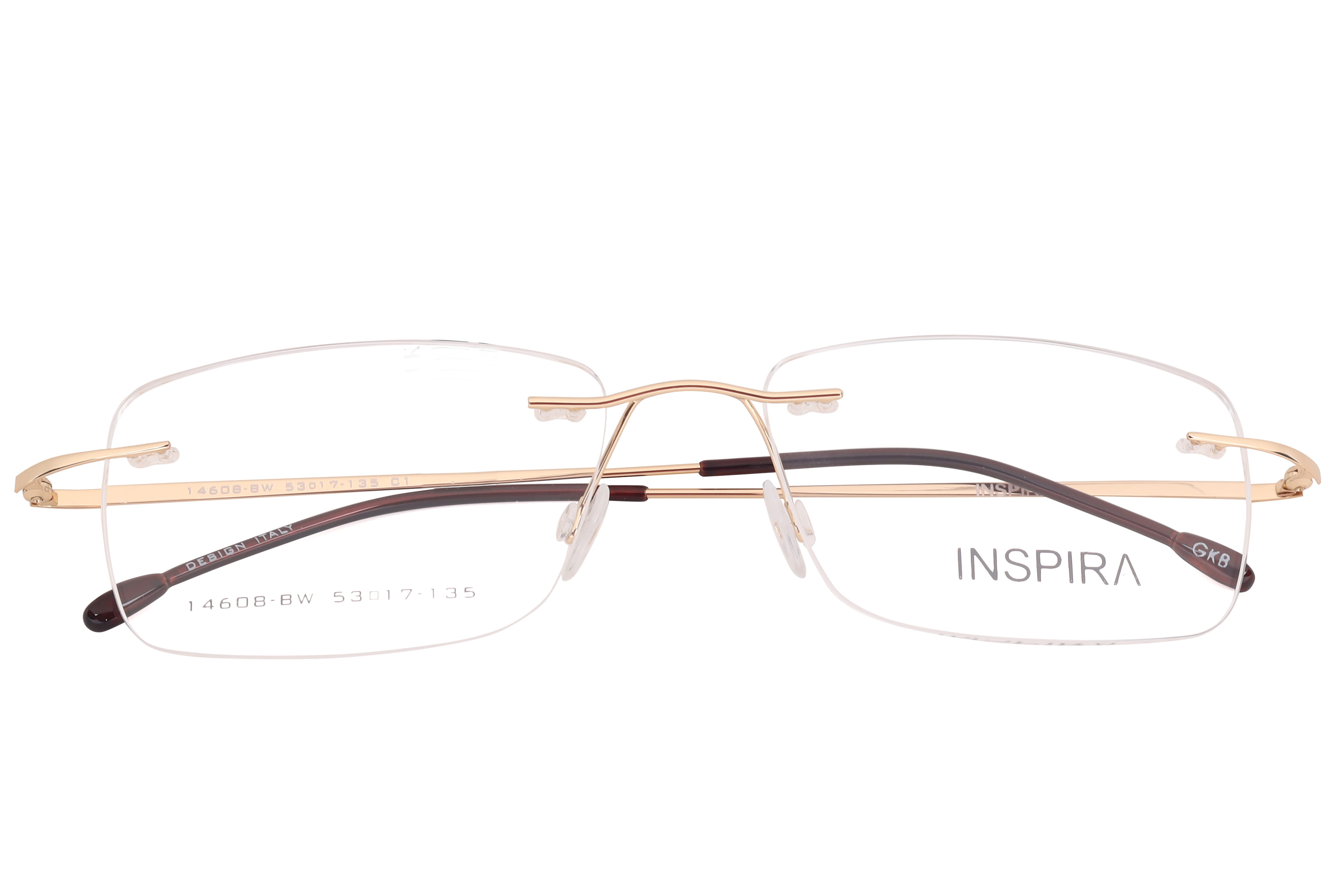 Inspira 14608-BW Frame Gold Unisex RimLess Metal Frame — Gold frame — view 4