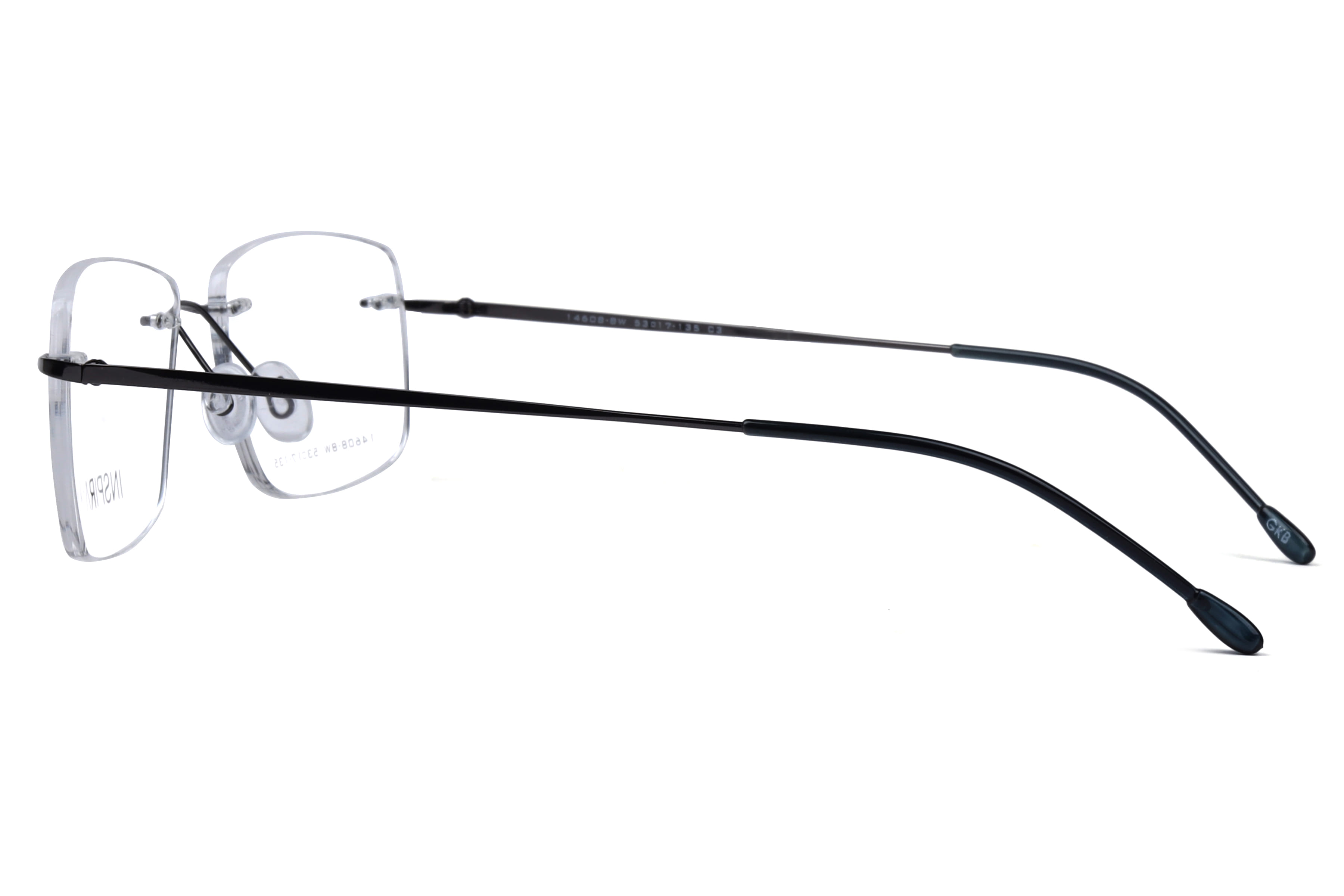 Inspira 14608-BW Frame Gun Metal Unisex RimLess Metal Frame — Gun Metal frame — view 3