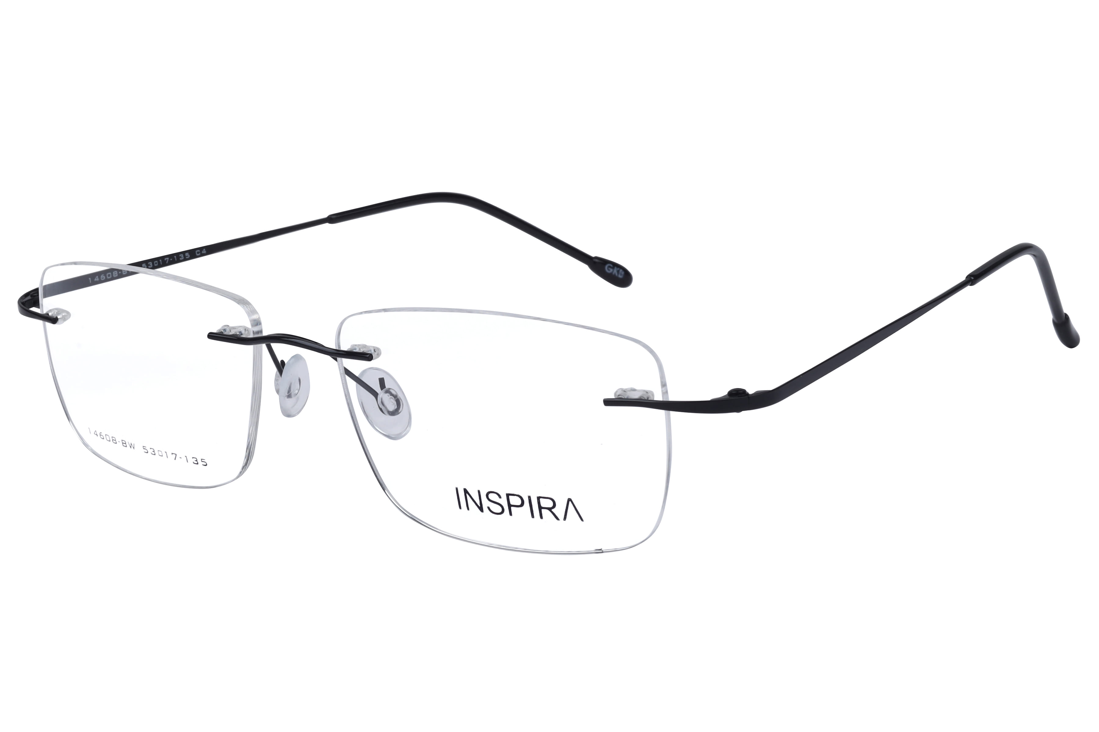 Inspira 14608-BW Frame Black Unisex RimLess Metal — Black frame