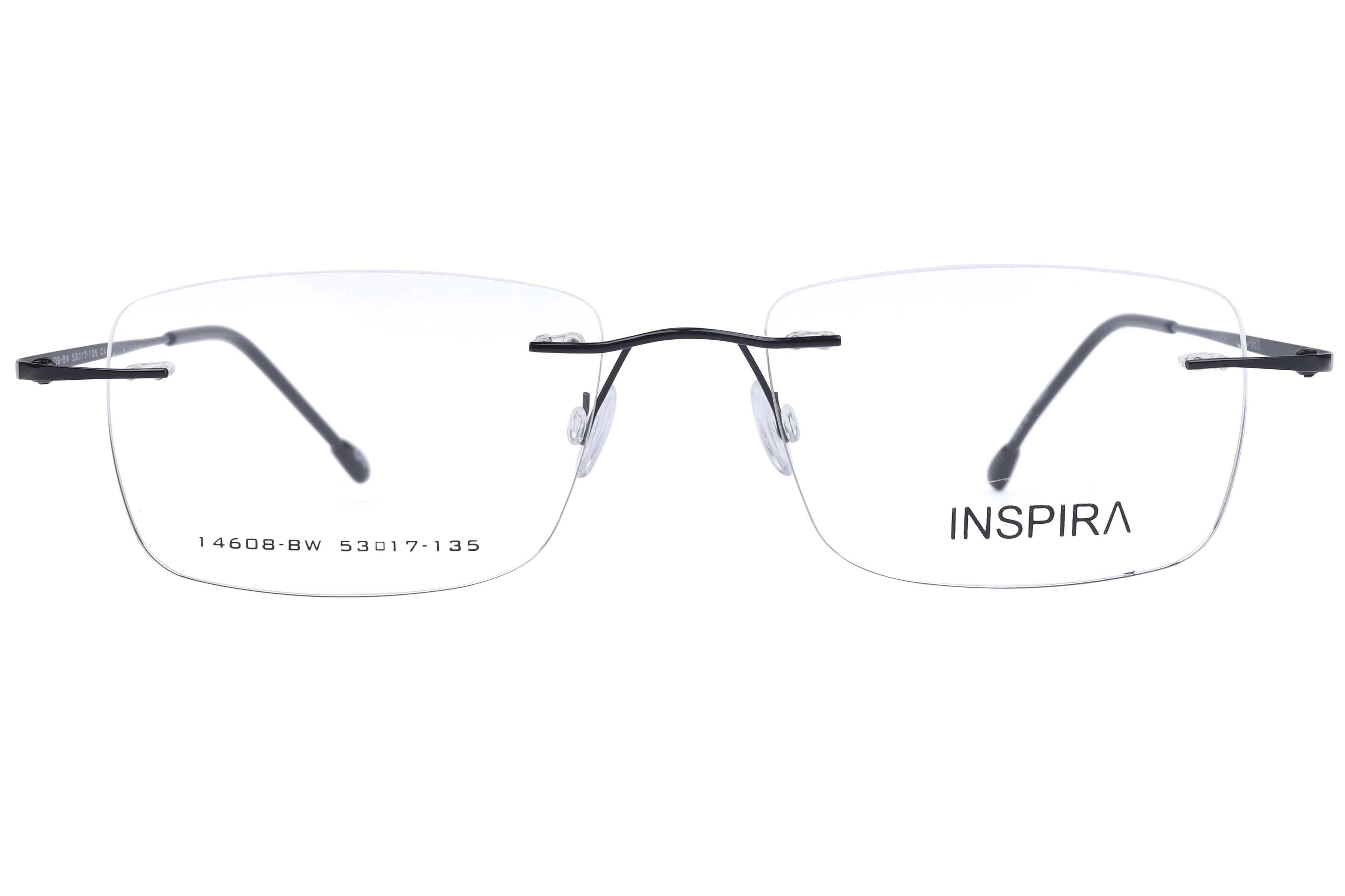 Inspira 14608-BW Frame Black Unisex RimLess Metal Frame — Black frame — view 2