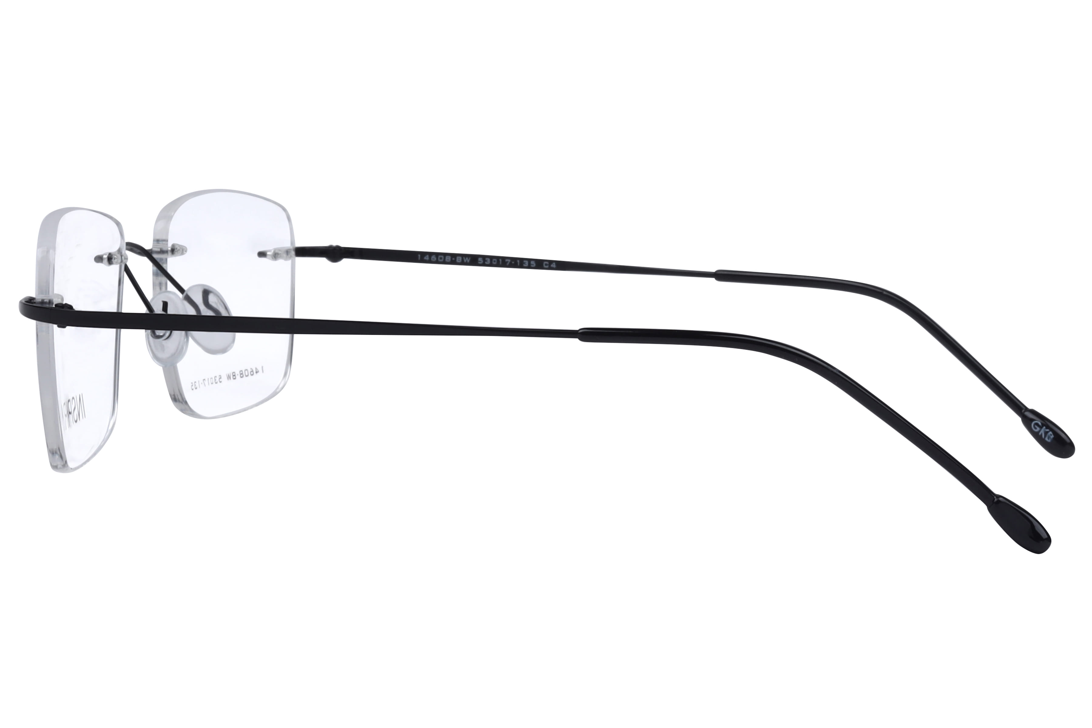 Inspira 14608-BW Frame Black Unisex RimLess Metal Frame — Black frame — view 3