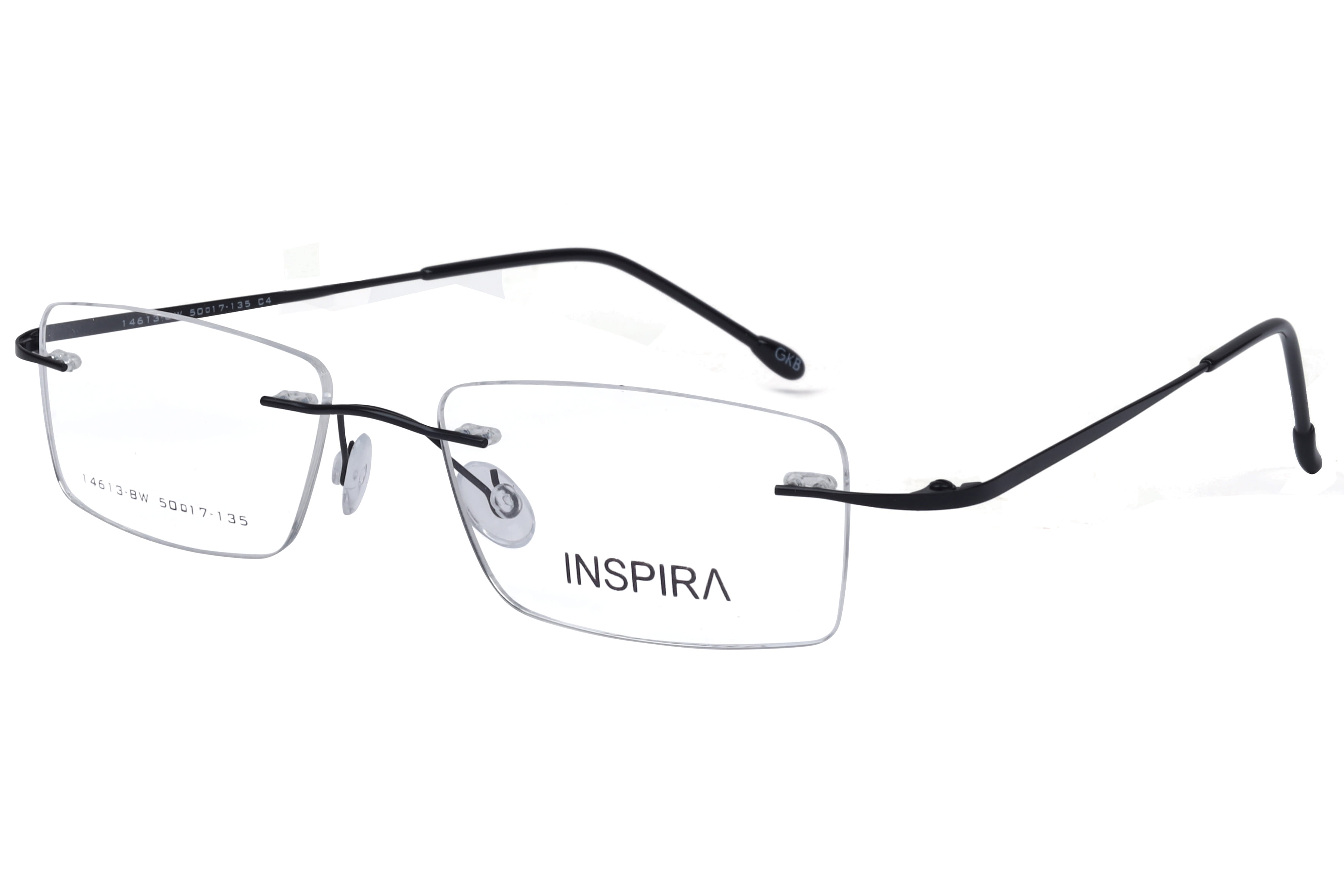 Inspira 14613-BW Frame Black Unisex RimLess Metal — Black frame