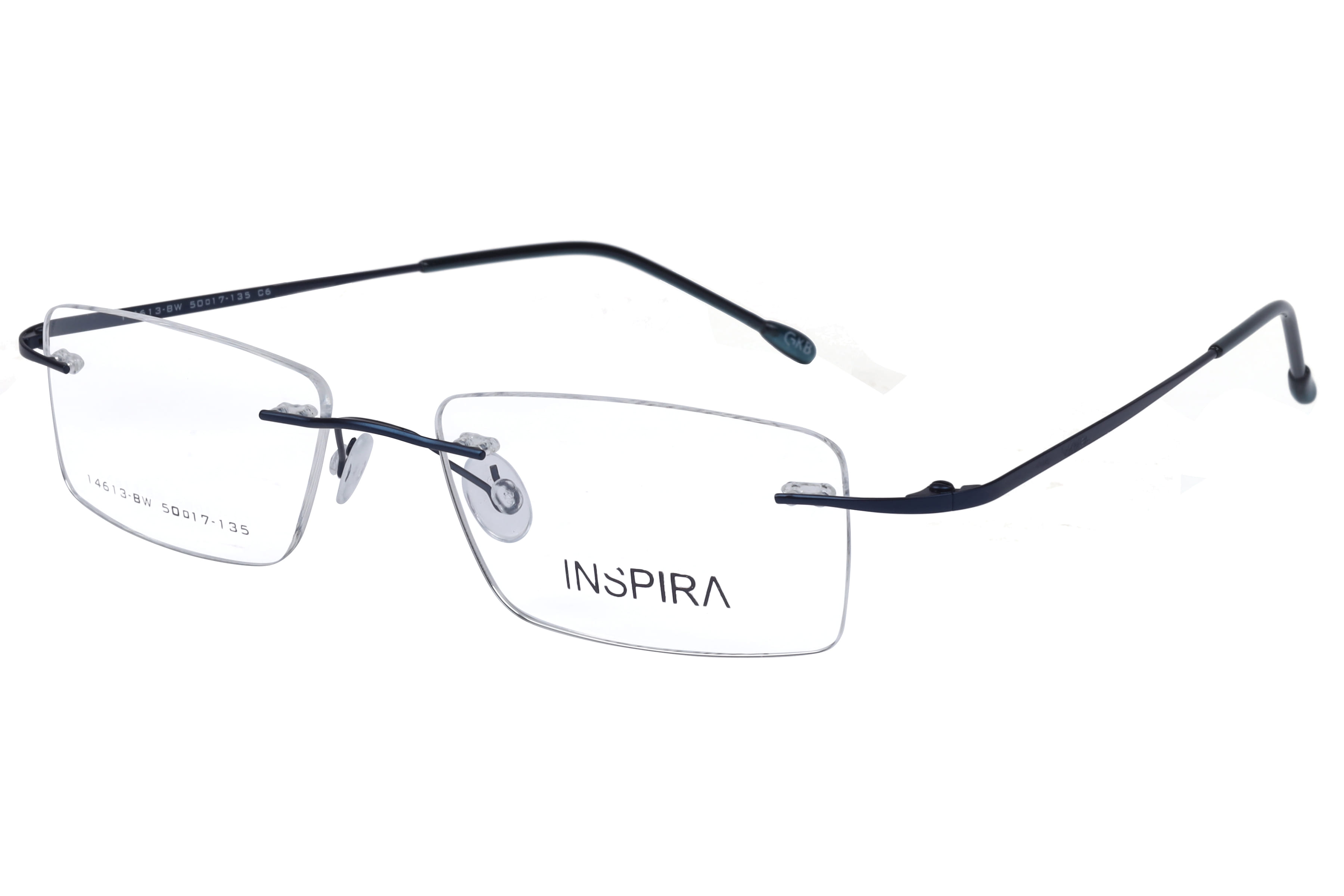 Inspira 14613-BW Frame Blue Unisex RimLess Metal — Blue frame